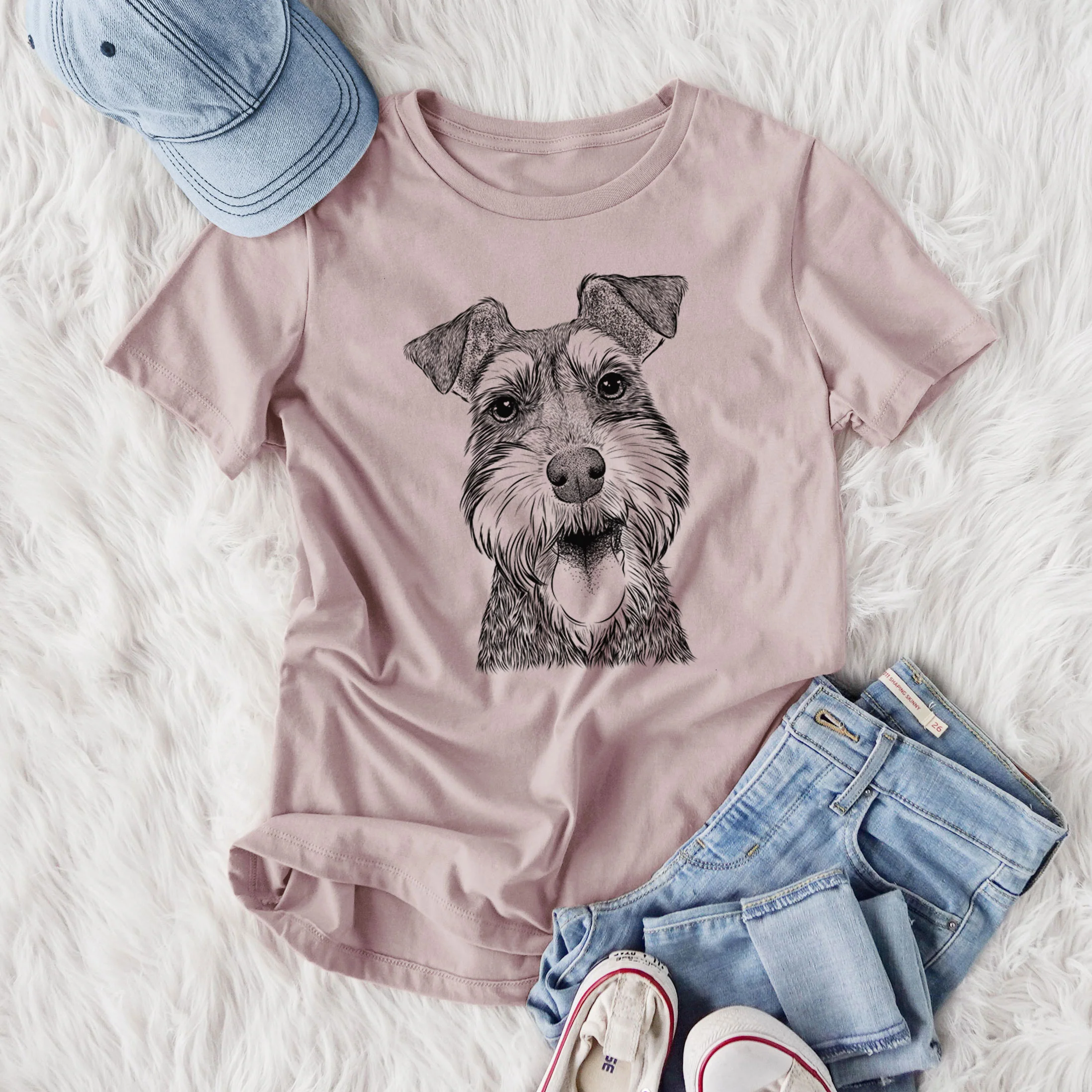 Bare Bernadette the Mini Schnauzer - Women's Lightweight Relaxed Fit 100% Cotton Crewneck - Image 4