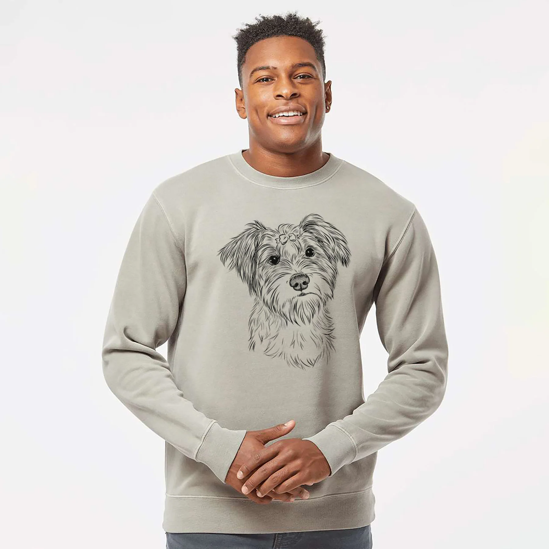 Bare Birdee the Schnauzer Mix - Unisex Pigment Dyed Crew Sweatshirt - Image 4