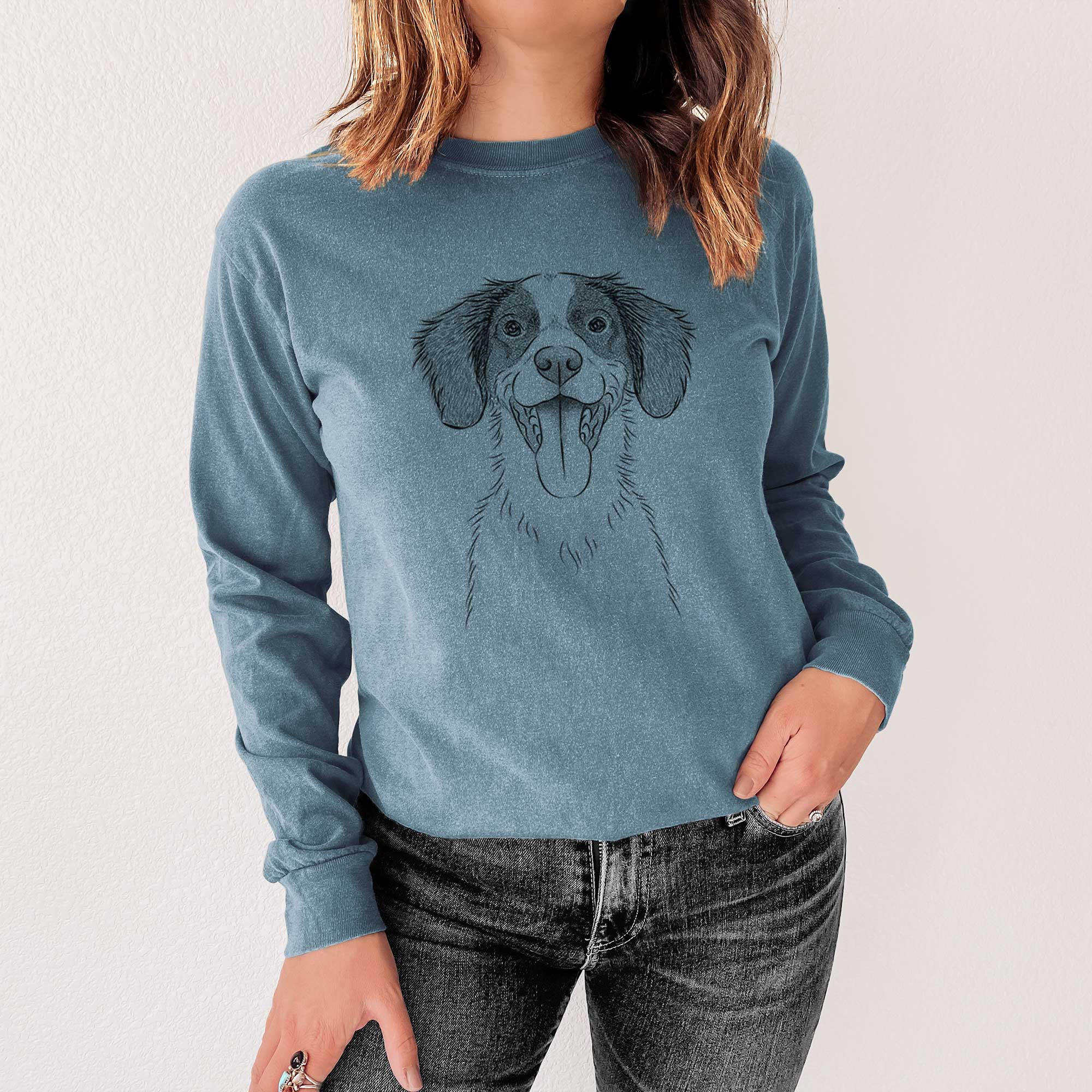 Bare Birdie the Brittany - Men's Heavyweight 100% Cotton Long Sleeve - Image 4
