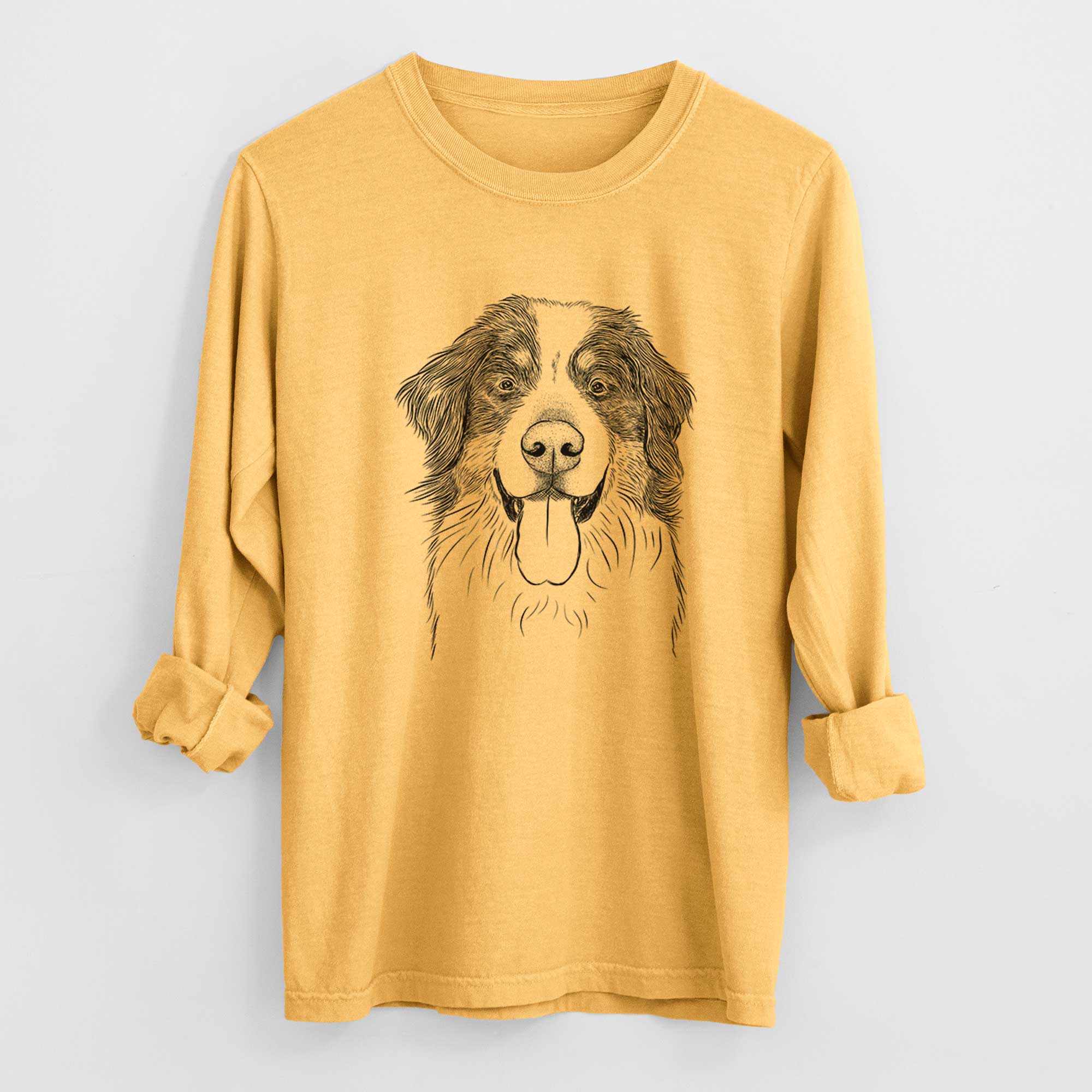Bare Blaze the Bernese Mountain Dog - Men's Heavyweight 100% Cotton Long Sleeve - Image 3