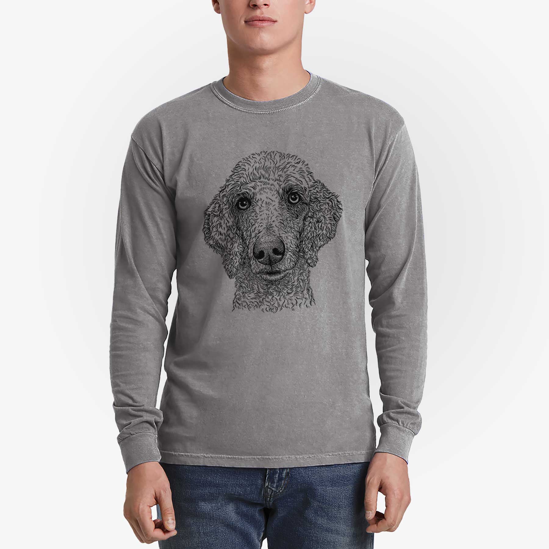 Bare Blossom the Poodle - Men's Heavyweight 100% Cotton Long Sleeve - Image 5