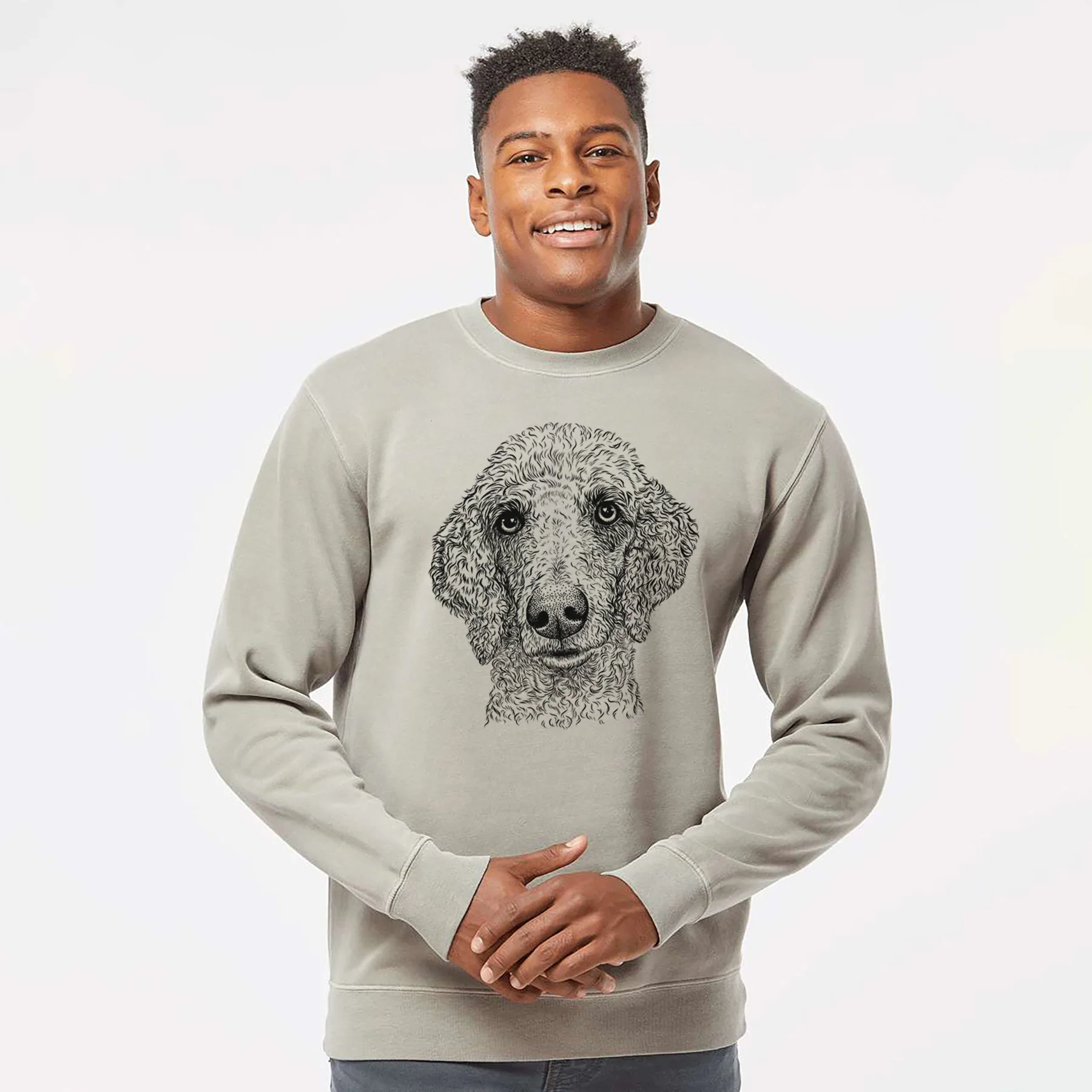 Bare Blossom the Poodle - Unisex Pigment Dyed Crew Sweatshirt - Image 4