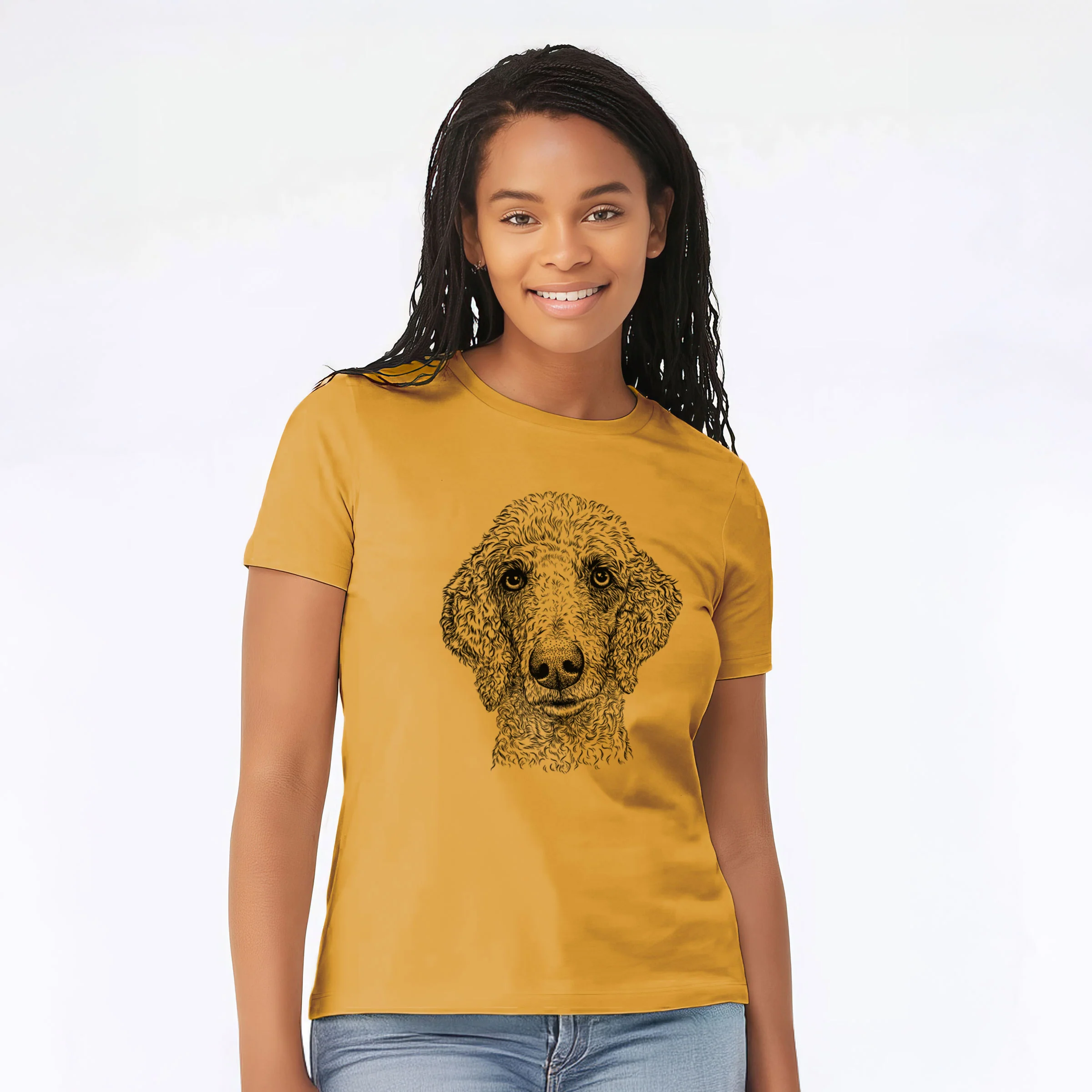 Bare Blossom the Poodle - Women's Lightweight Relaxed Fit 100% Cotton Crewneck - Image 6