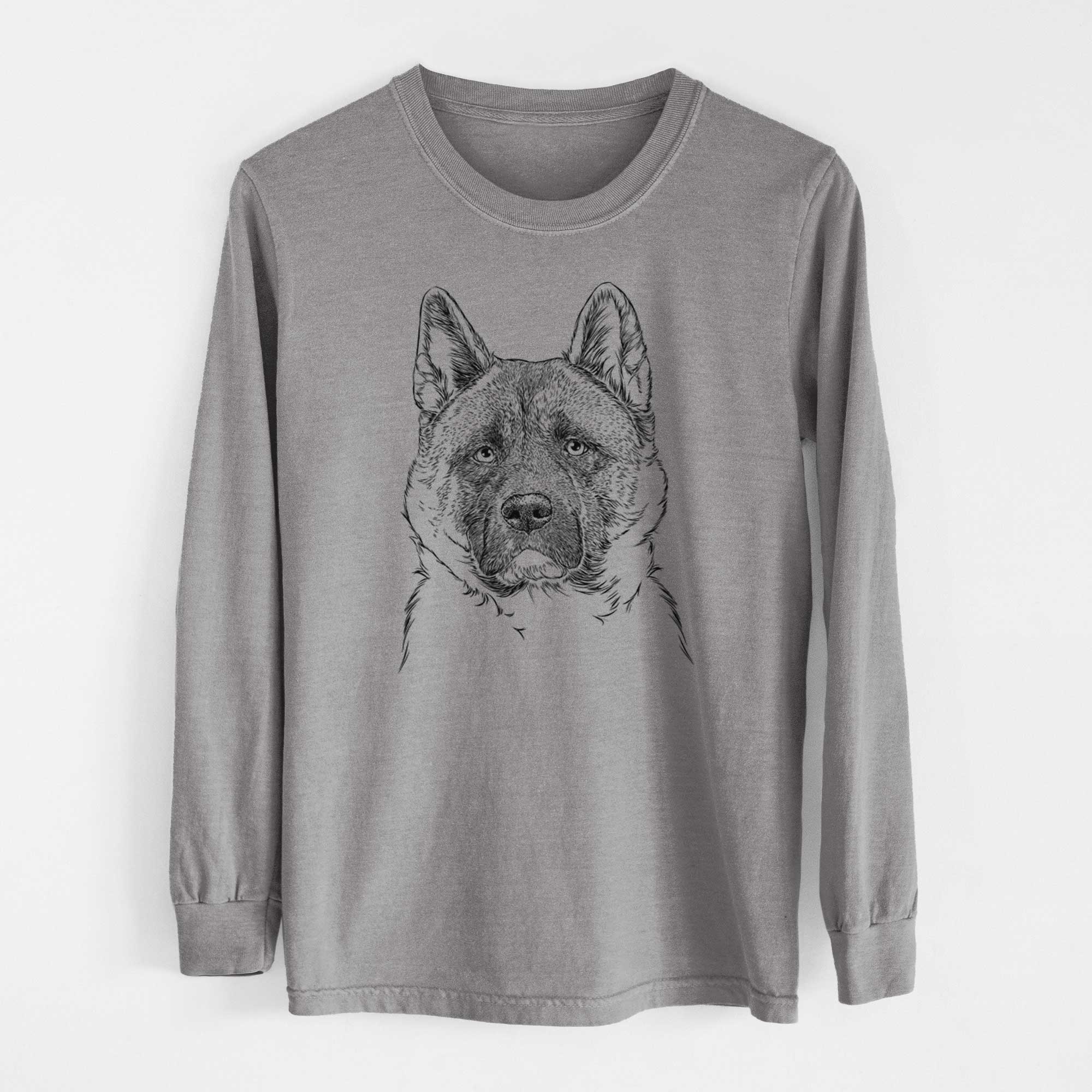 Bare Bo the American Akita - Men's Heavyweight 100% Cotton Long Sleeve - Image 7
