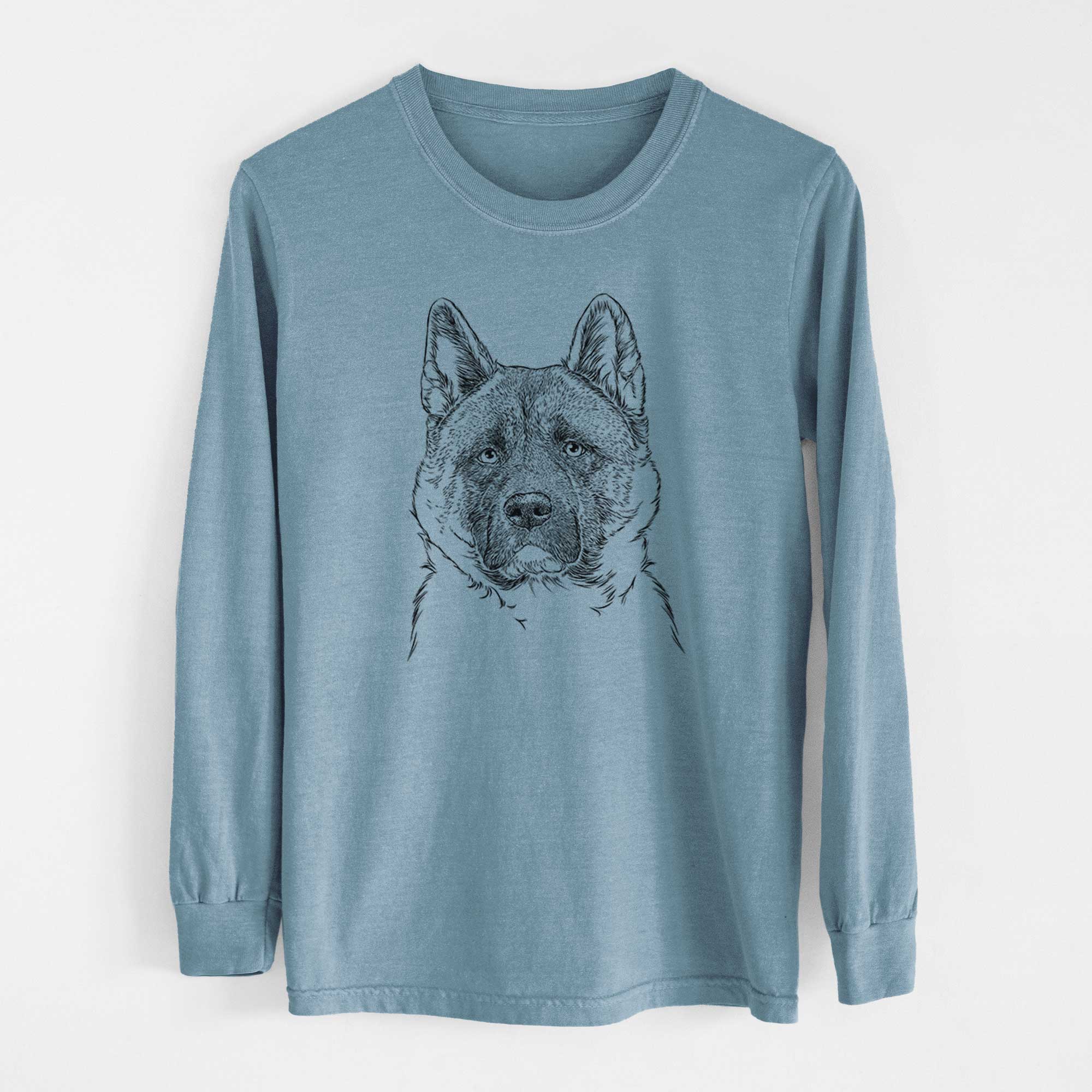Bare Bo the American Akita - Men's Heavyweight 100% Cotton Long Sleeve - Image 8