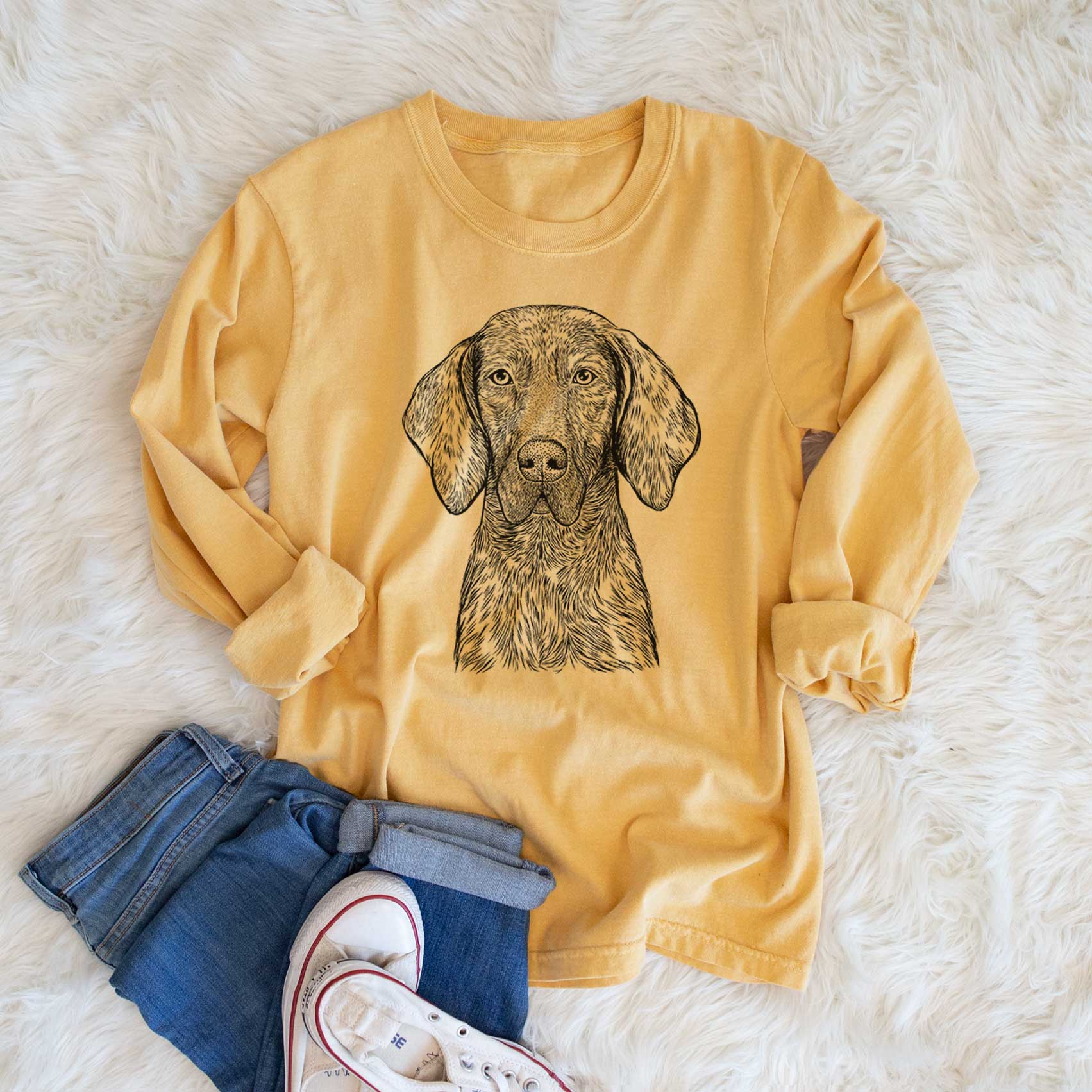Bare Boone the Plott Hound - Men's Heavyweight 100% Cotton Long Sleeve - Image 6