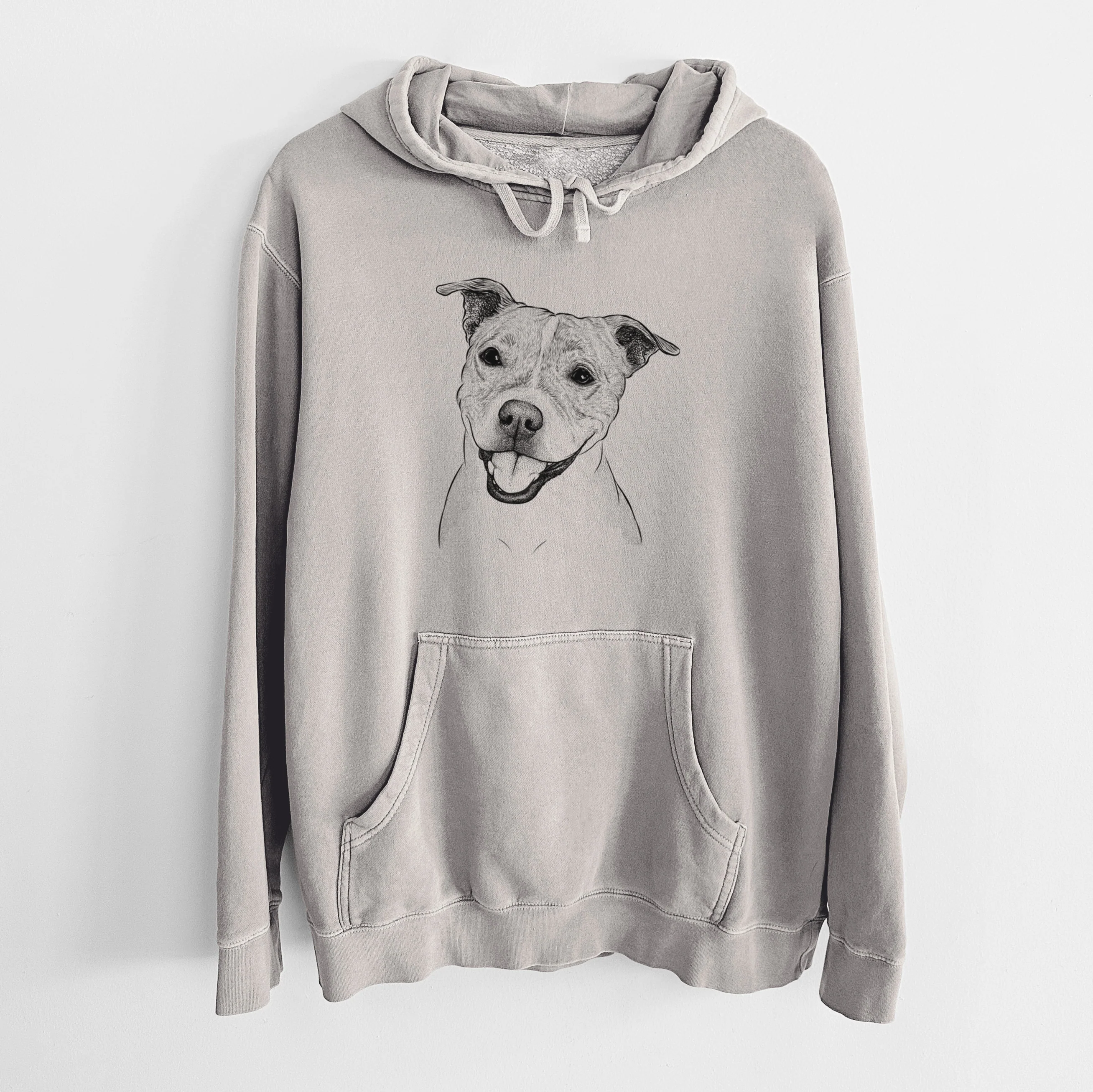 Bare BrookLyn the Staffordshire Bull Terrier - Unisex Pigment Dyed Hoodie - Image 5