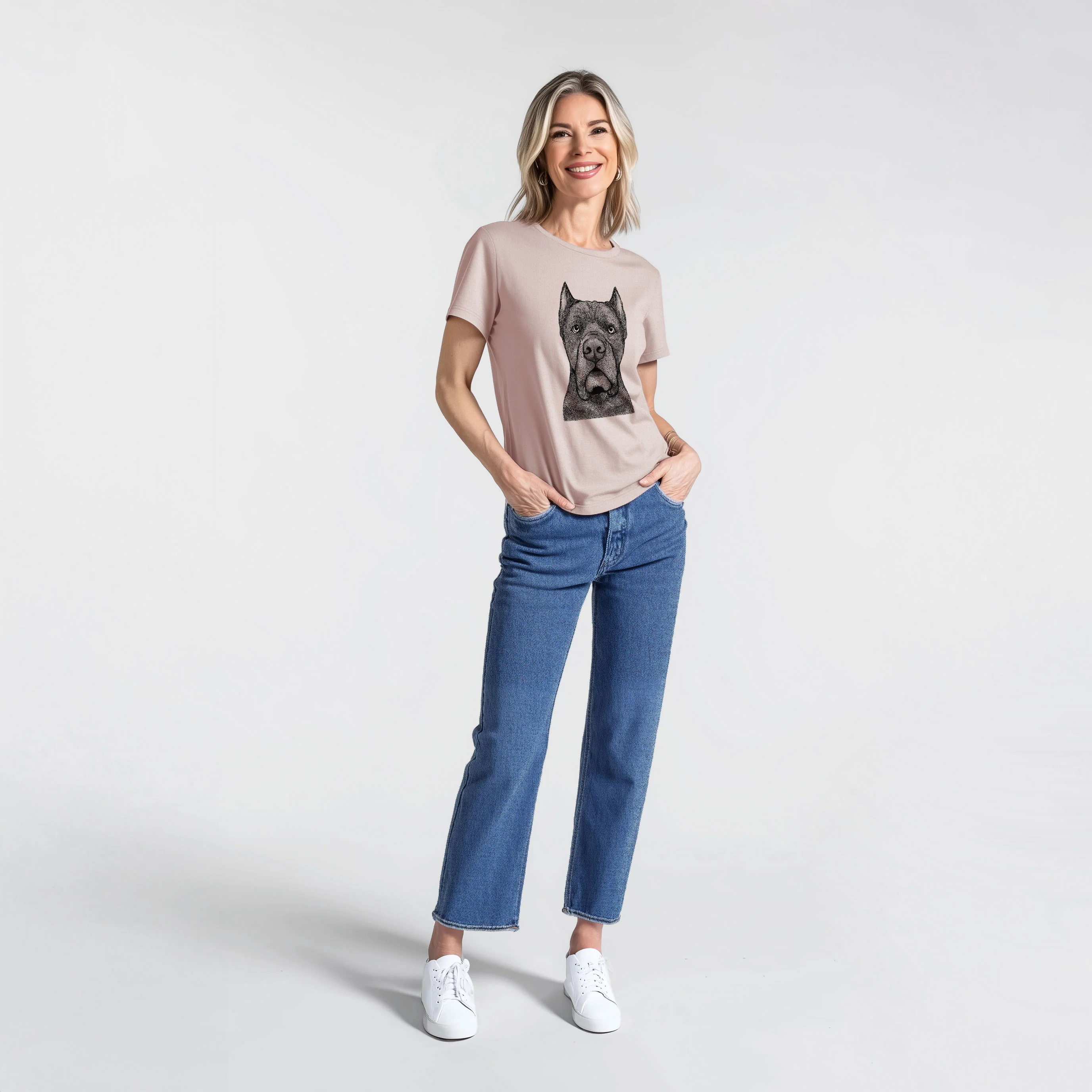 Bare Bruno the Cane Corso - Women's Lightweight Relaxed Fit 100% Cotton Crewneck - Image 5