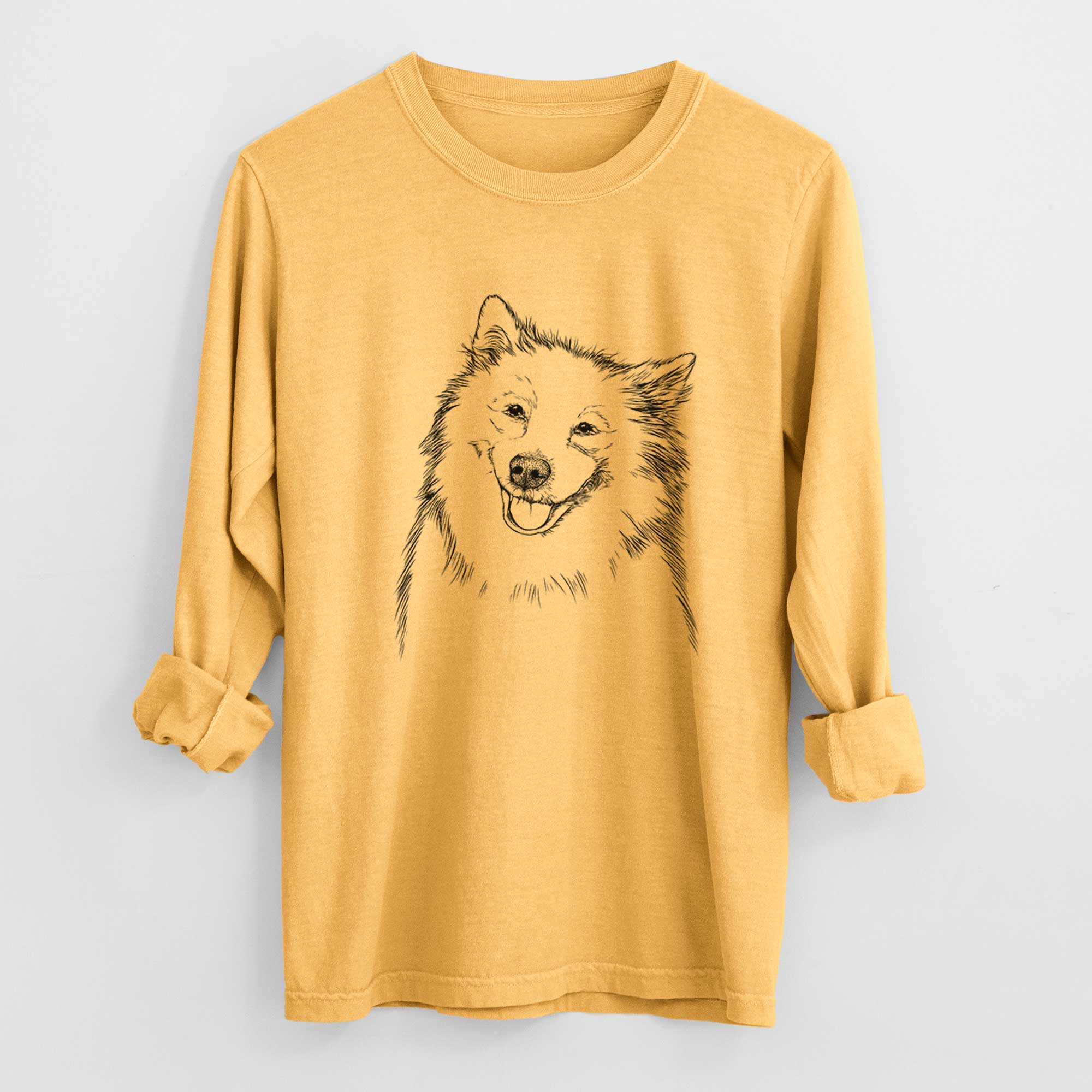 Bare Caico the Samoyed - Men's Heavyweight 100% Cotton Long Sleeve - Image 3