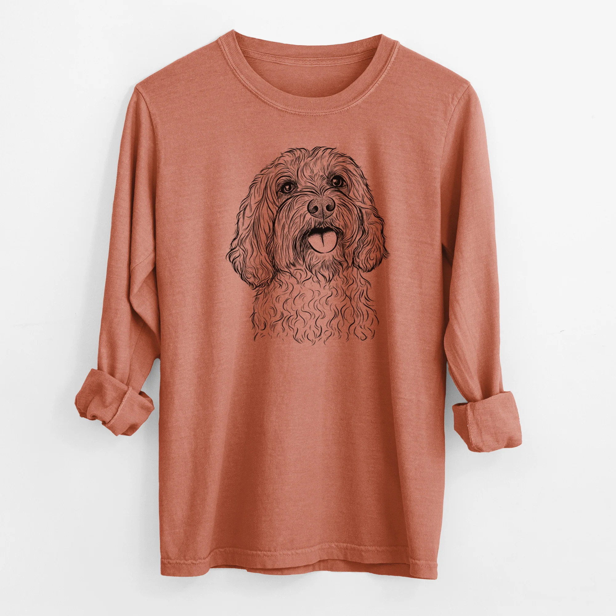 Bare Cali the Cavapoo - Men's Heavyweight 100% Cotton Long Sleeve - Image 13
