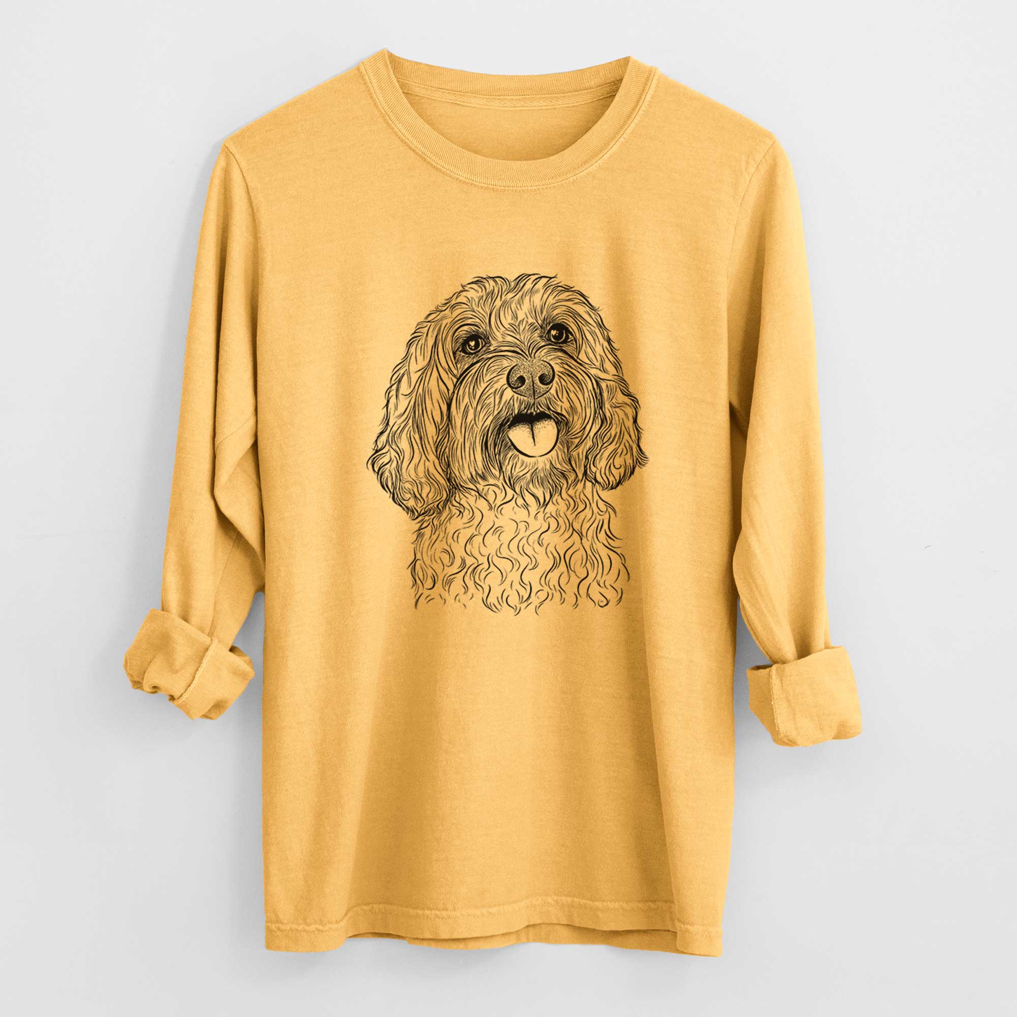 Bare Cali the Cavapoo - Men's Heavyweight 100% Cotton Long Sleeve - Image 3