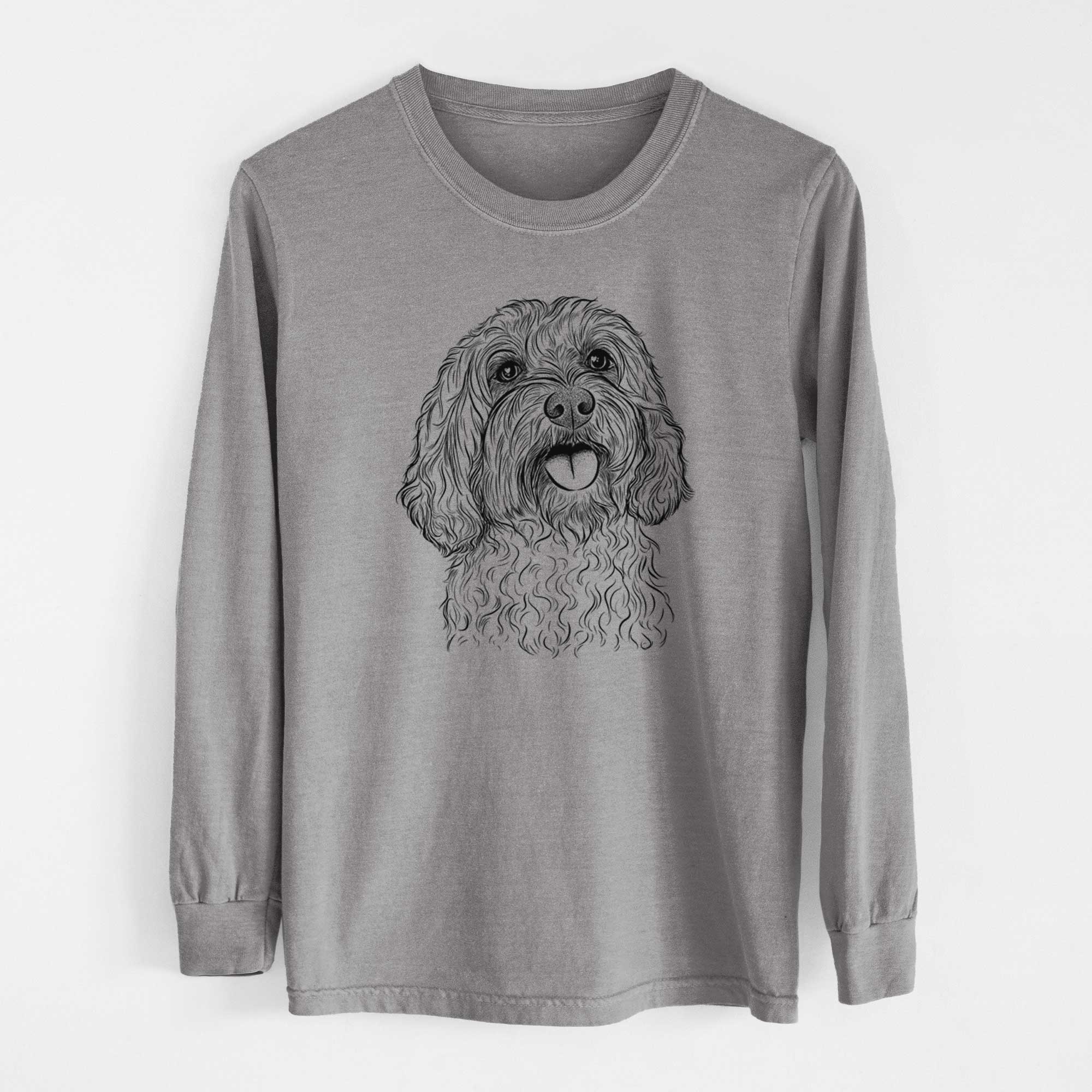 Bare Cali the Cavapoo - Men's Heavyweight 100% Cotton Long Sleeve - Image 7