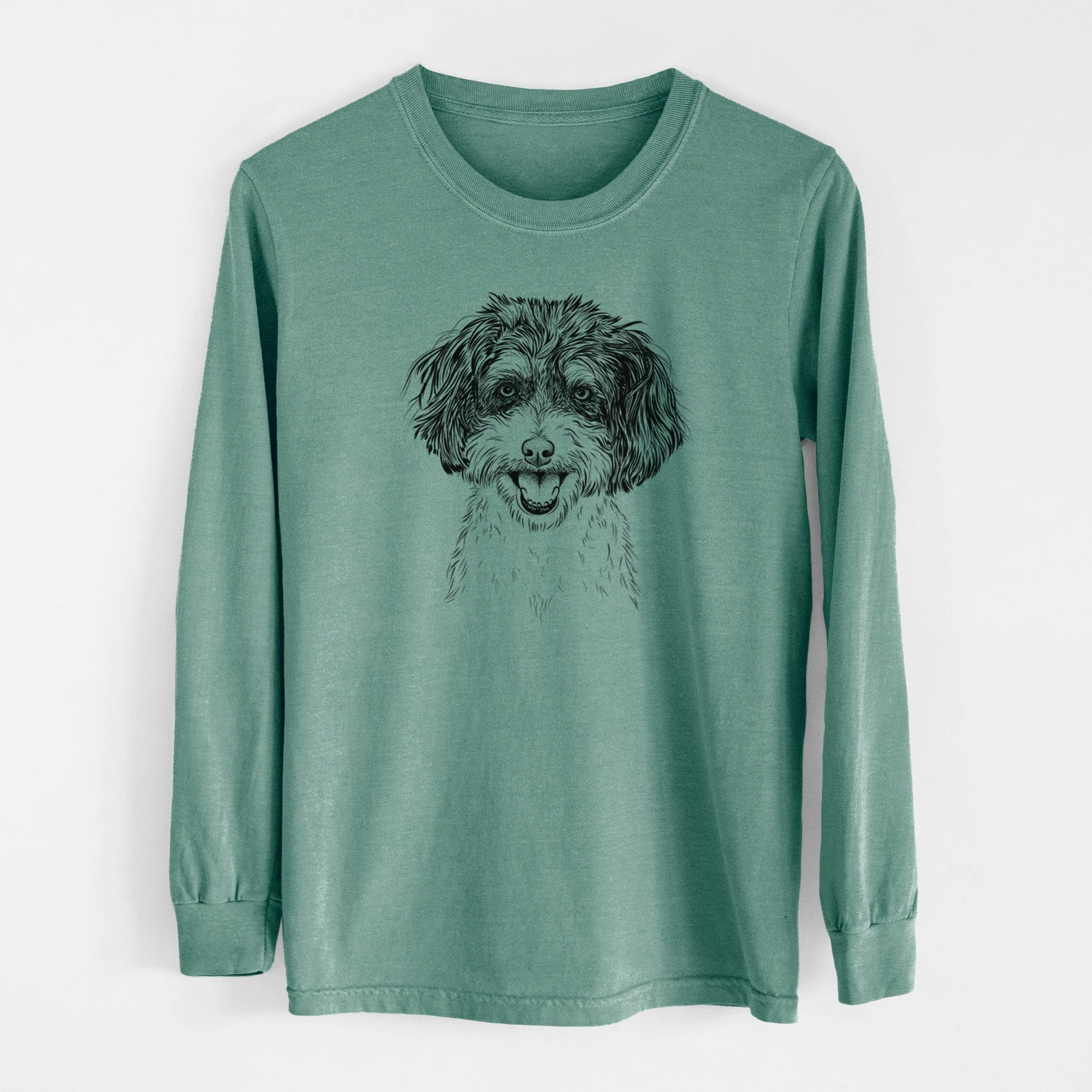 Bare Carlos the Cavapoo - Men's Heavyweight 100% Cotton Long Sleeve - Image 11