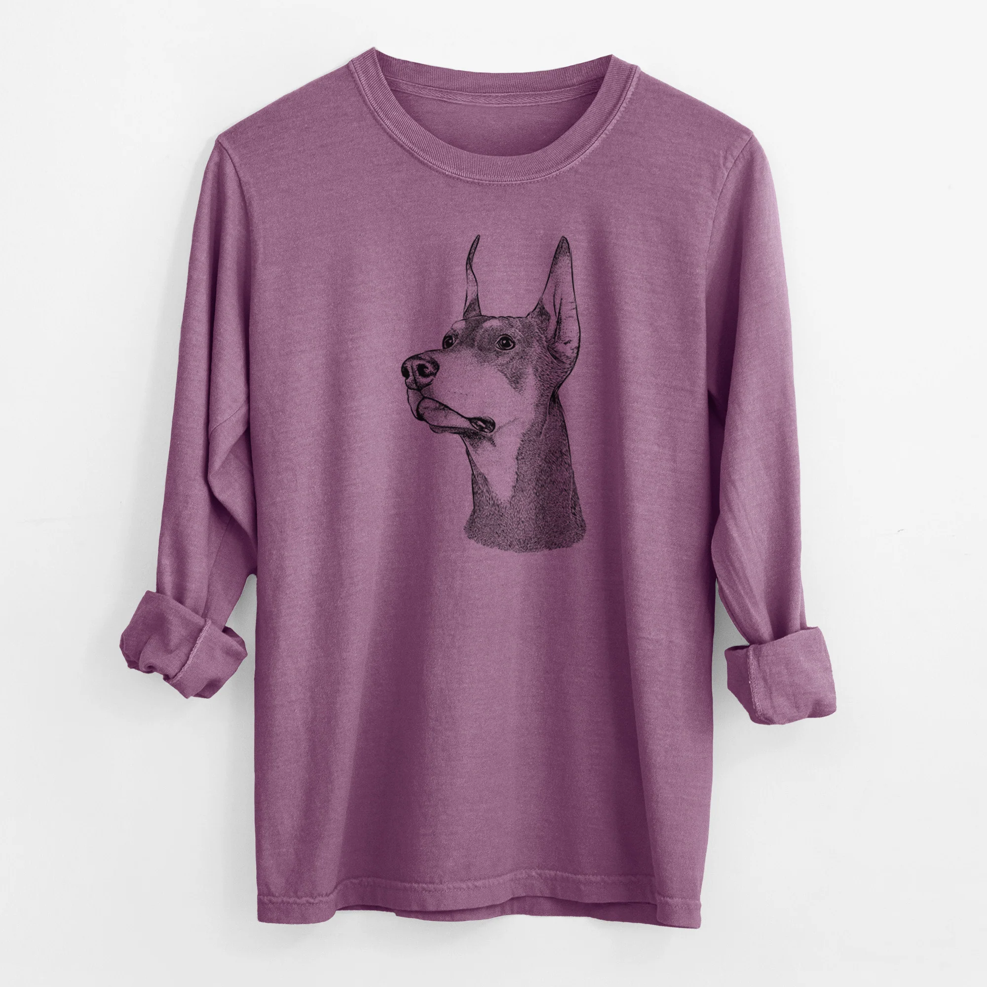 Bare Cenza the Doberman Pinscher - Men's Heavyweight 100% Cotton Long Sleeve - Image 9