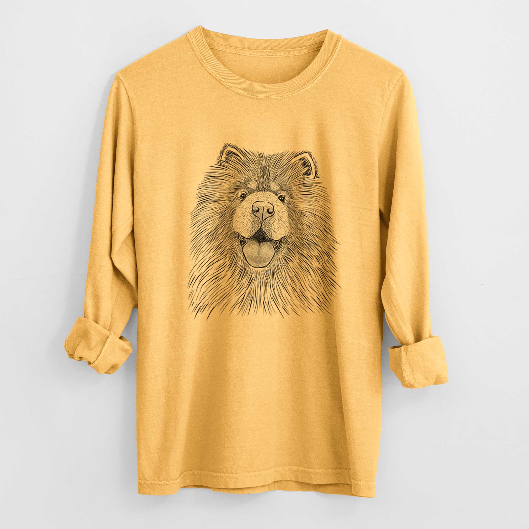 Bare Charming Charlie the Chow Chow - Men's Heavyweight 100% Cotton Long Sleeve - Image 3