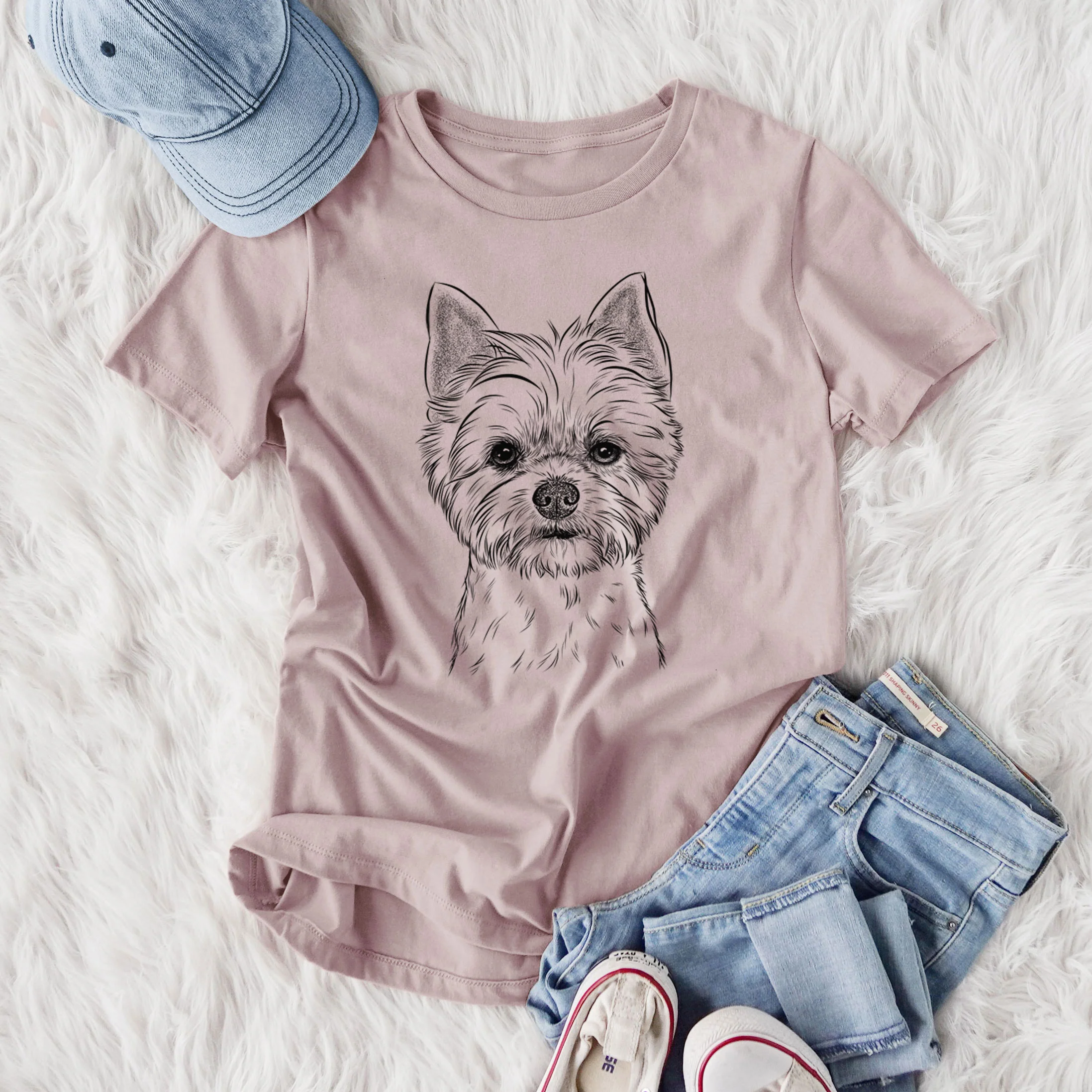 Bare Chewy the Yorkshire Terrier - Women's Lightweight Relaxed Fit 100% Cotton Crewneck - Image 4