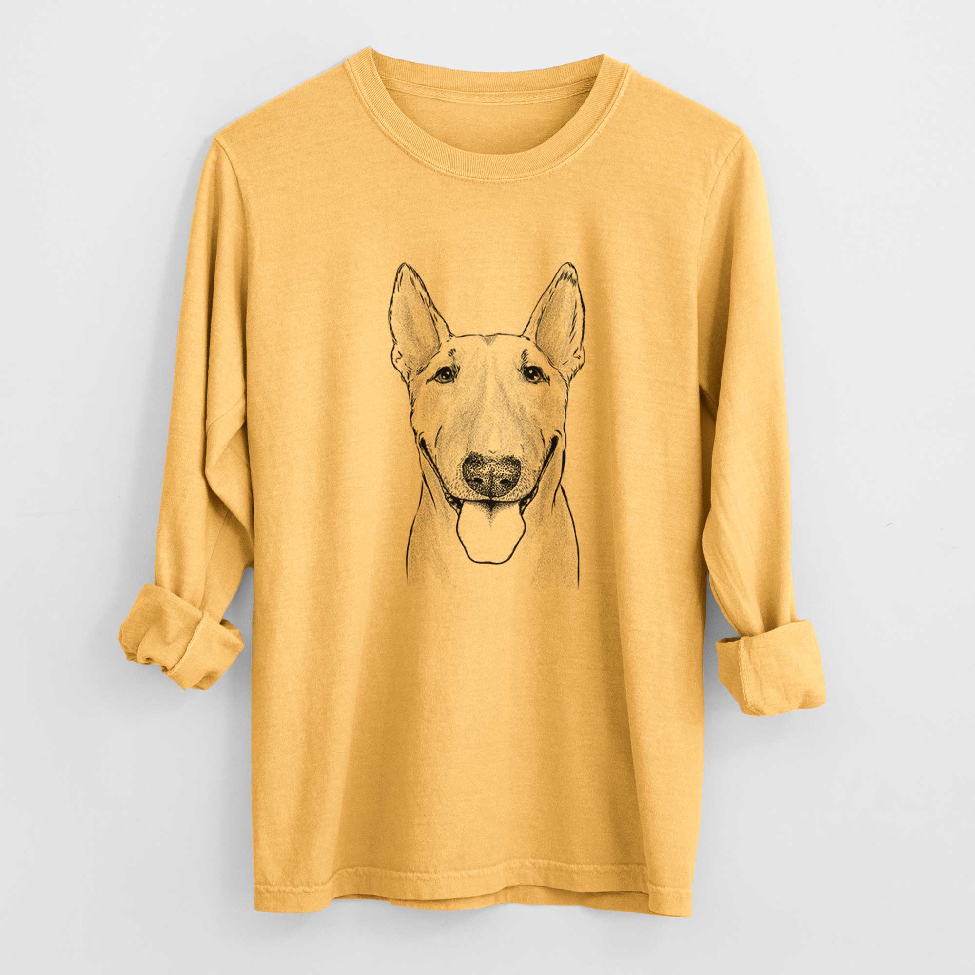 Bare Chloe the Bull Terrier - Men's Heavyweight 100% Cotton Long Sleeve - Image 3