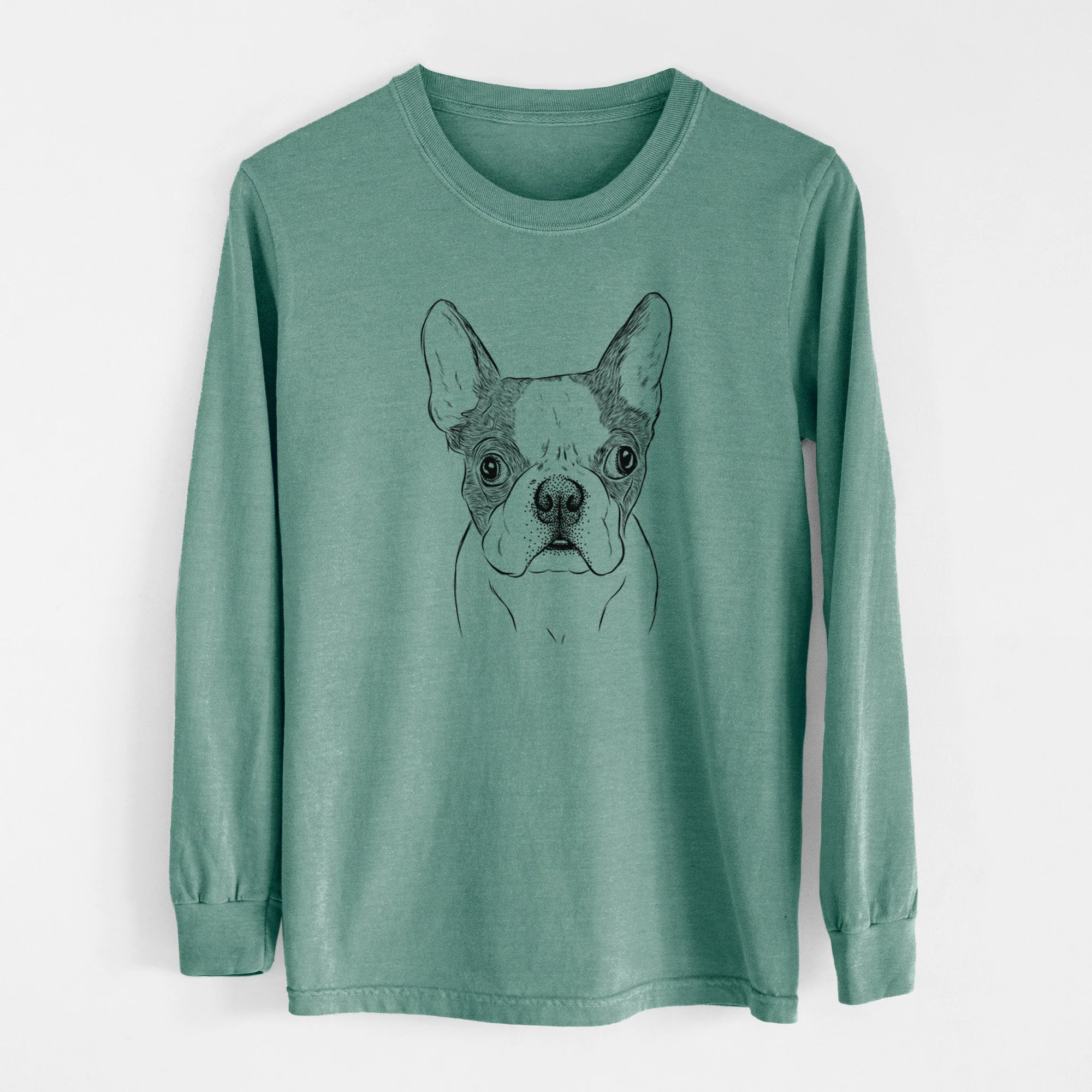 Bare Chocolate Chip the Boston Terrier - Men's Heavyweight 100% Cotton Long Sleeve - Image 12