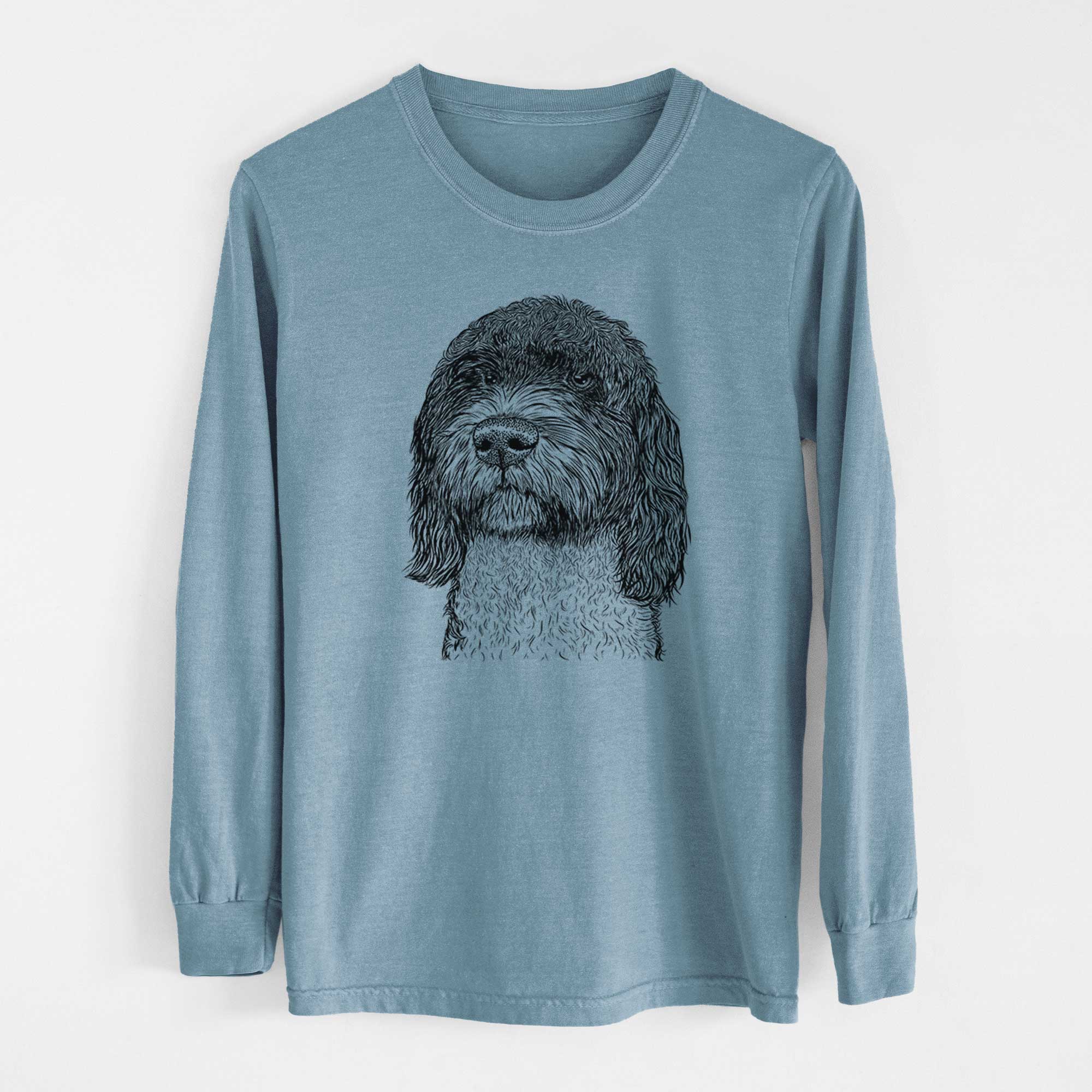 Bare Chris the Portuguese Water Dog - Men's Heavyweight 100% Cotton Long Sleeve - Image 8