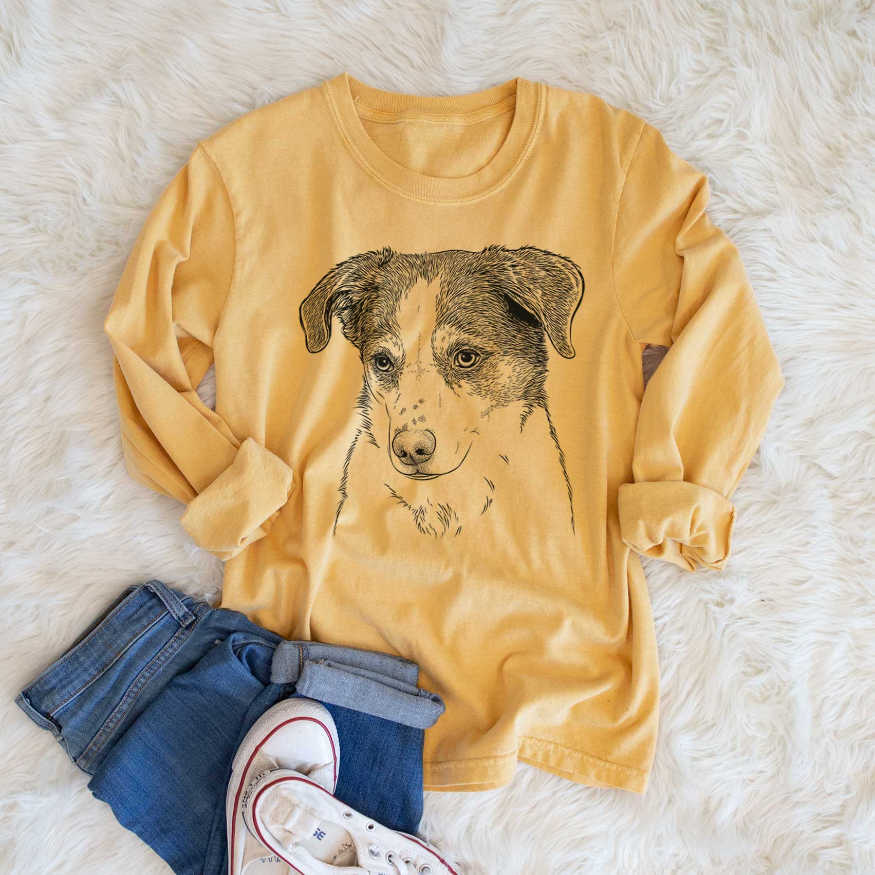 Bare Coco the Beagle Mix - Men's Heavyweight 100% Cotton Long Sleeve - Image 6