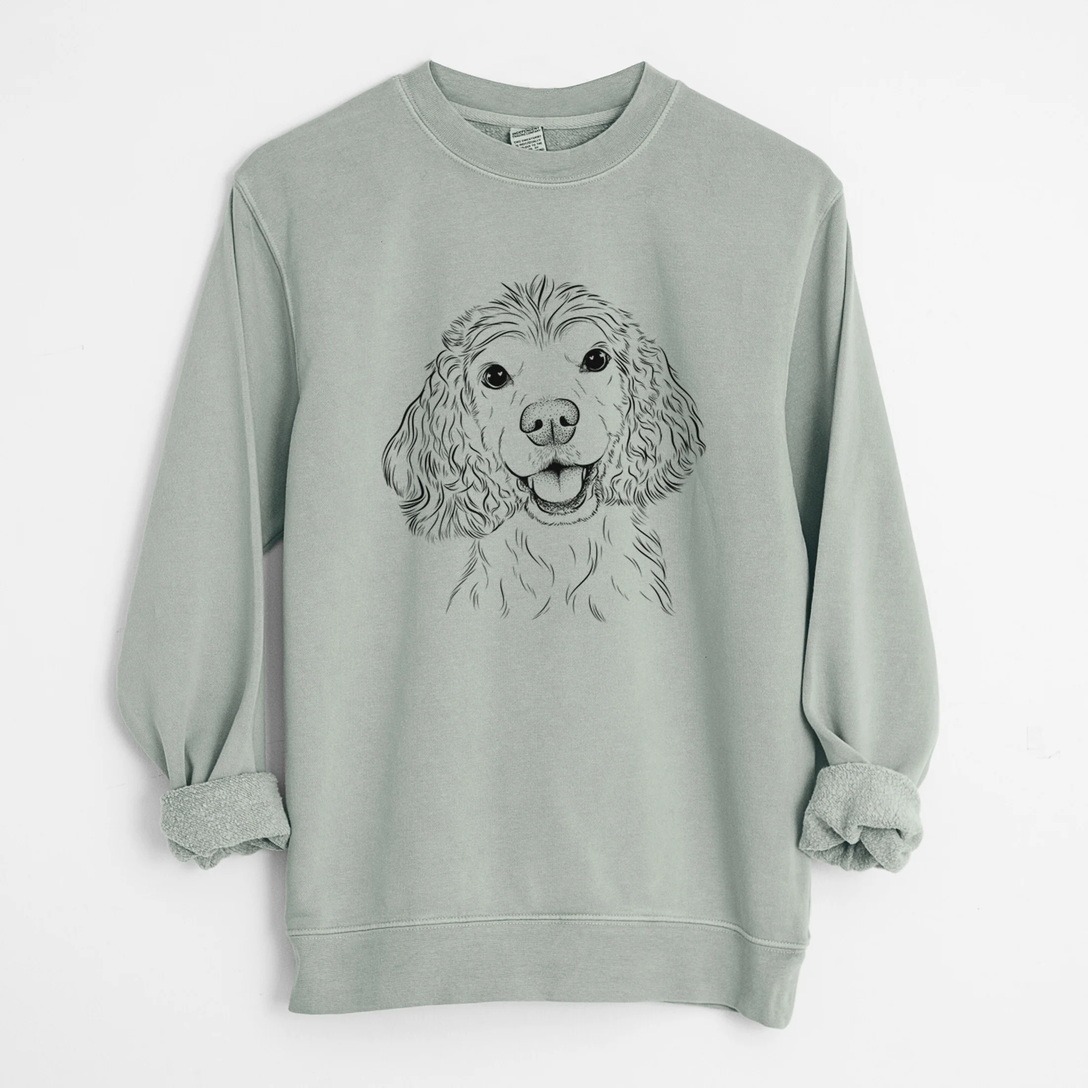 Bare Cricket the American Cocker Spaniel - Unisex Pigment Dyed Crew Sweatshirt - Image 7