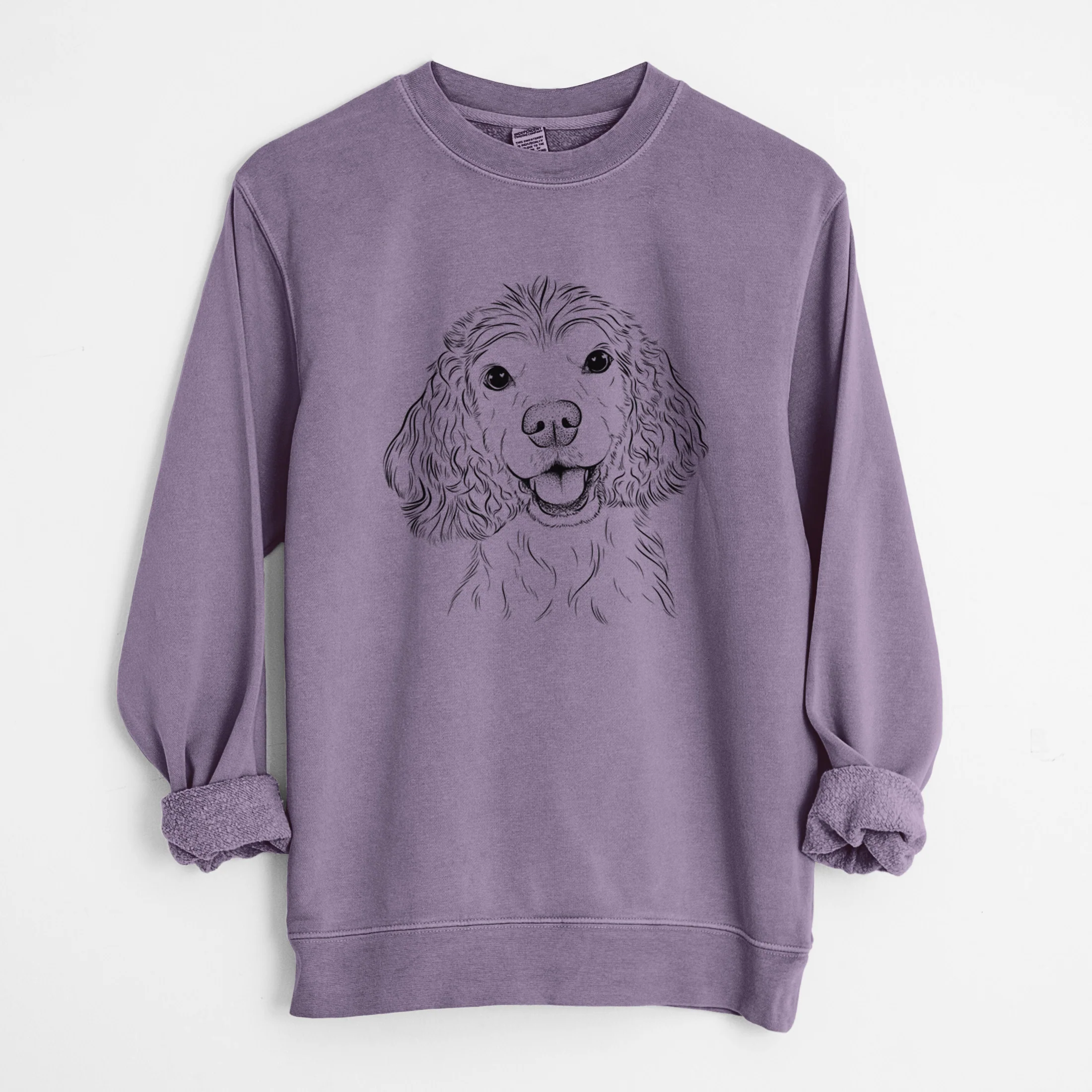 Bare Cricket the American Cocker Spaniel - Unisex Pigment Dyed Crew Sweatshirt - Image 9