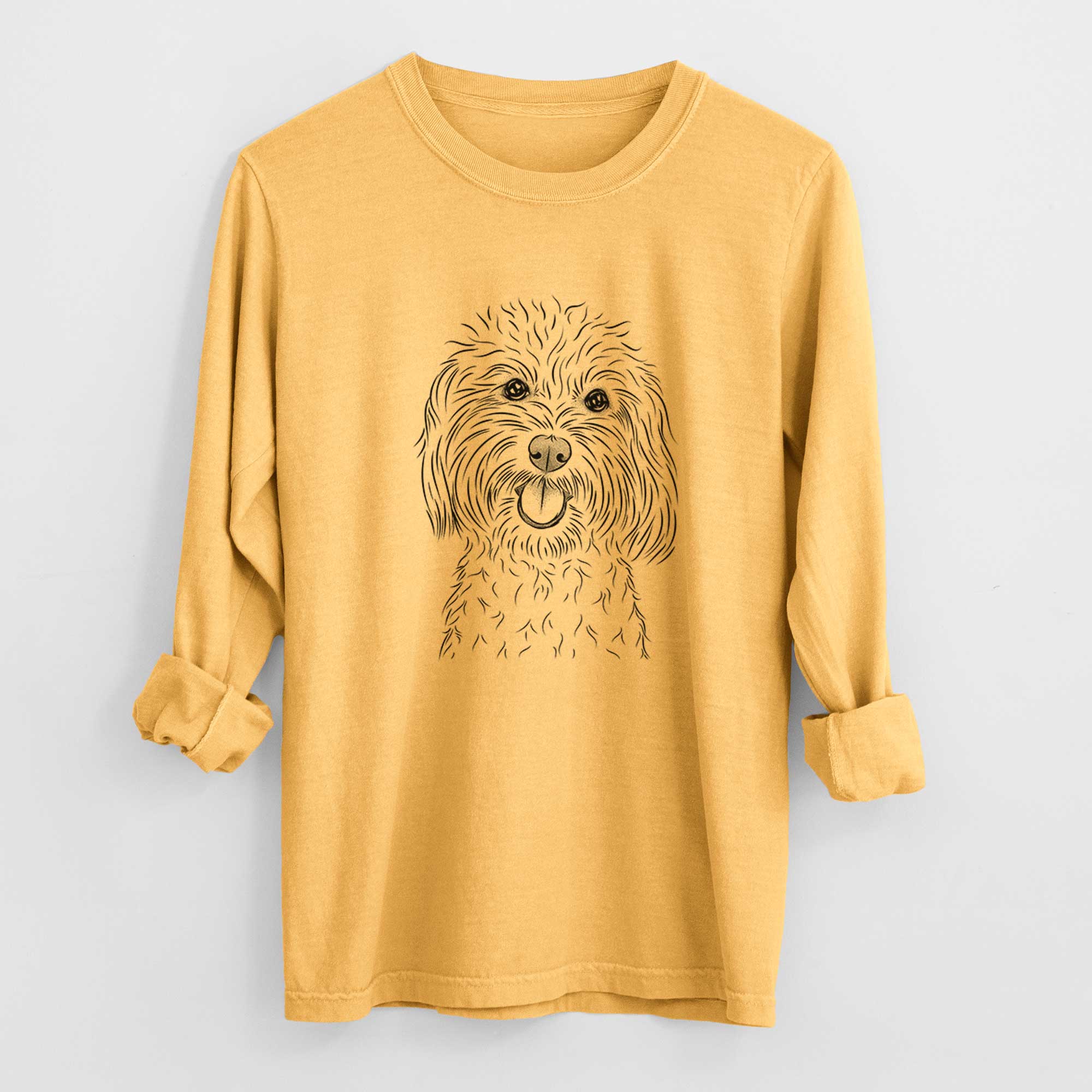 Bare Cuddles the Coton de Tulear - Men's Heavyweight 100% Cotton Long Sleeve - Image 3