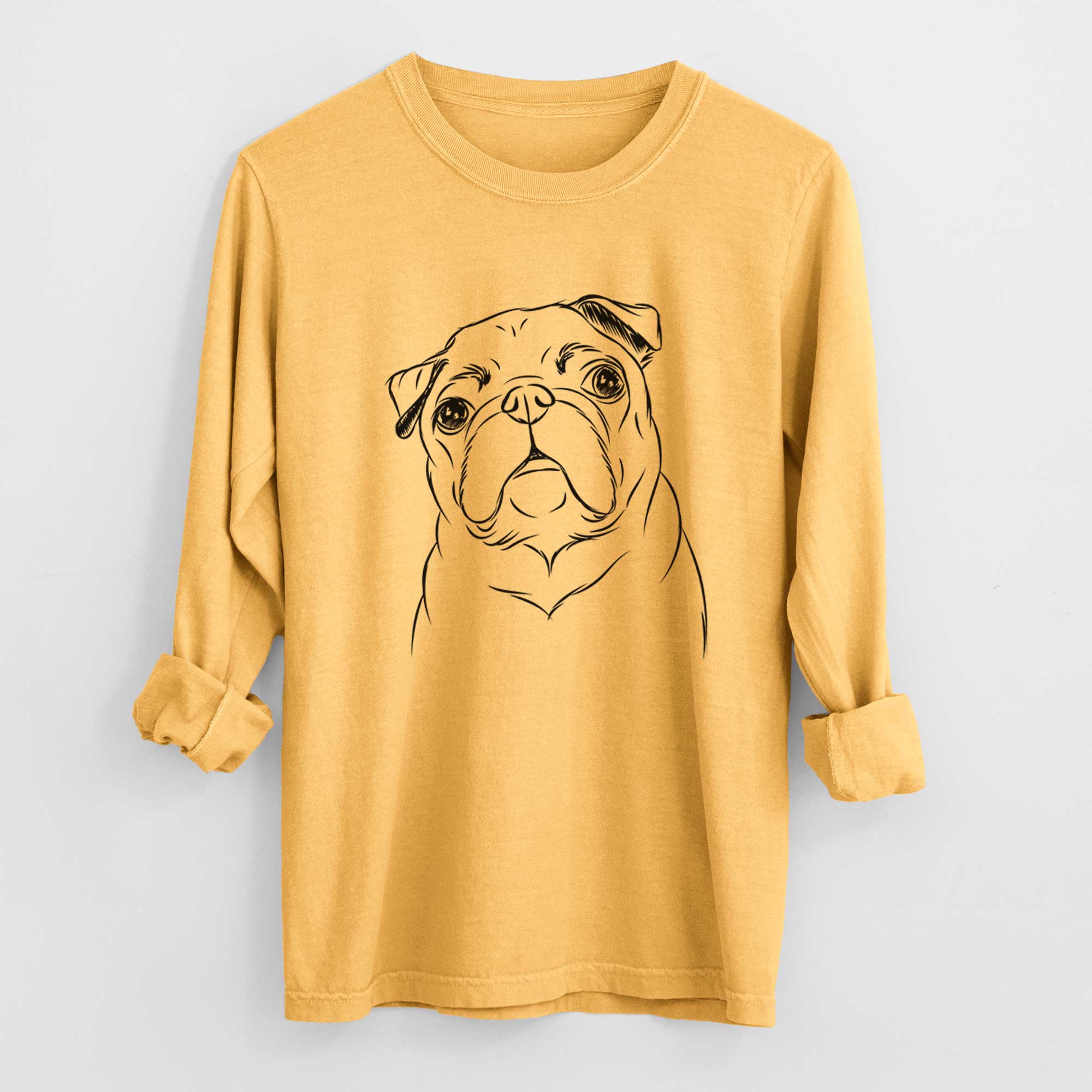 Bare Darling Chloe the Pug - Men's Heavyweight 100% Cotton Long Sleeve - Image 3