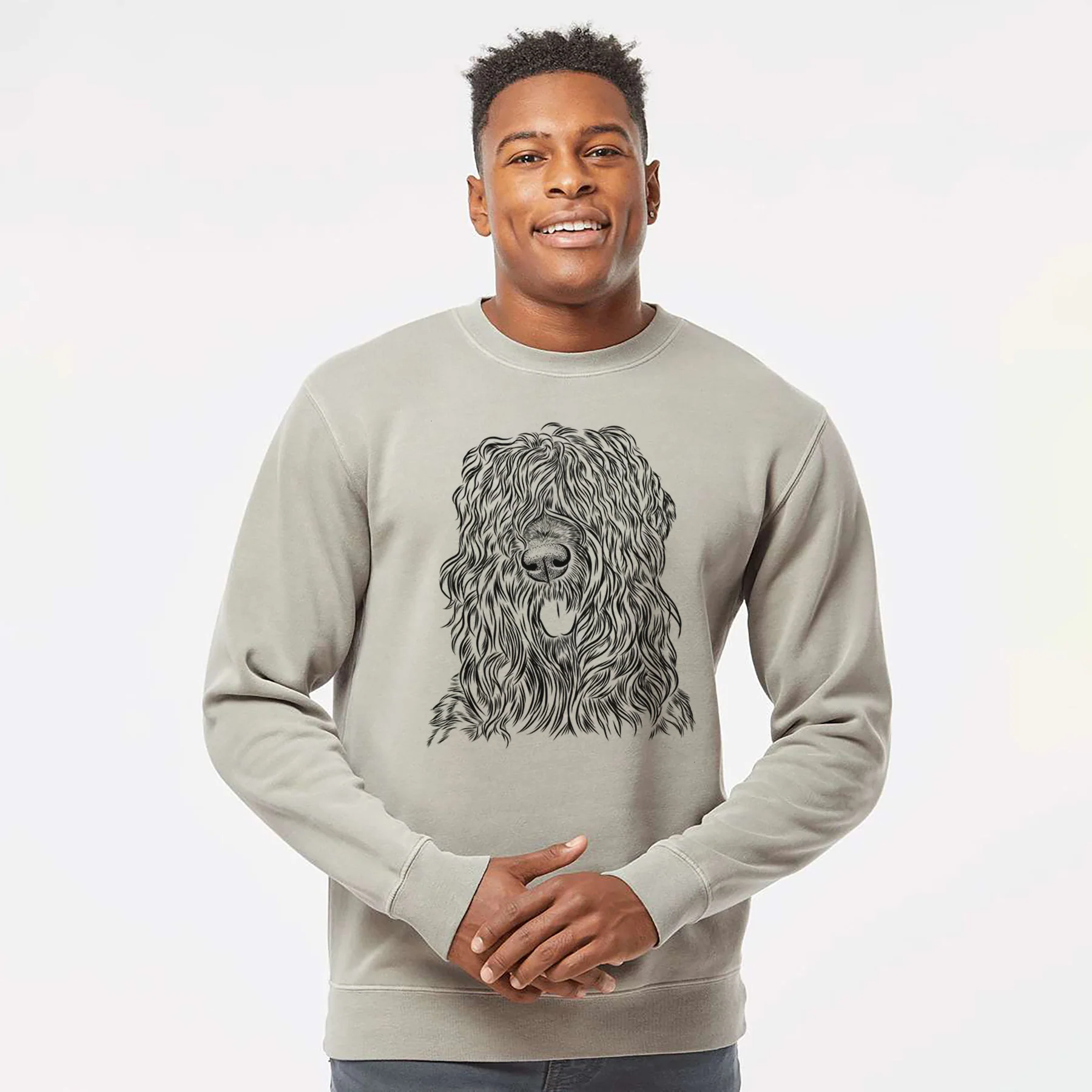 Bare Darryl the Black Russian Terrier - Unisex Pigment Dyed Crew Sweatshirt - Image 4