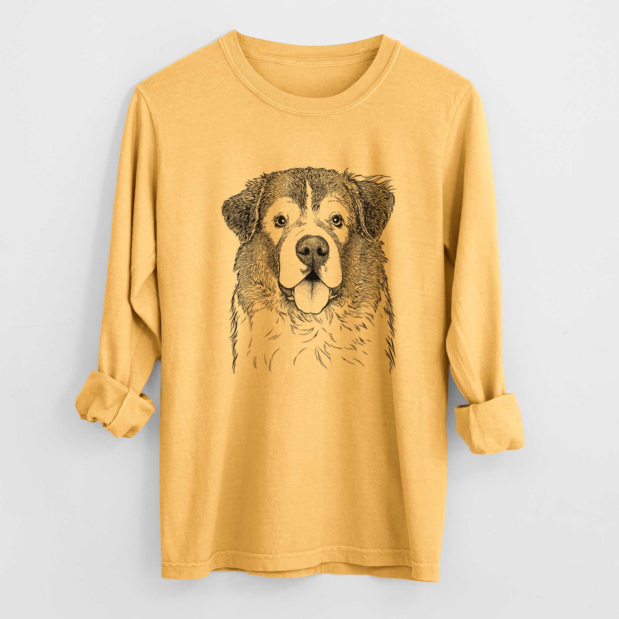Bare Dilly the Saint Bernard - Men's Heavyweight 100% Cotton Long Sleeve - Image 3