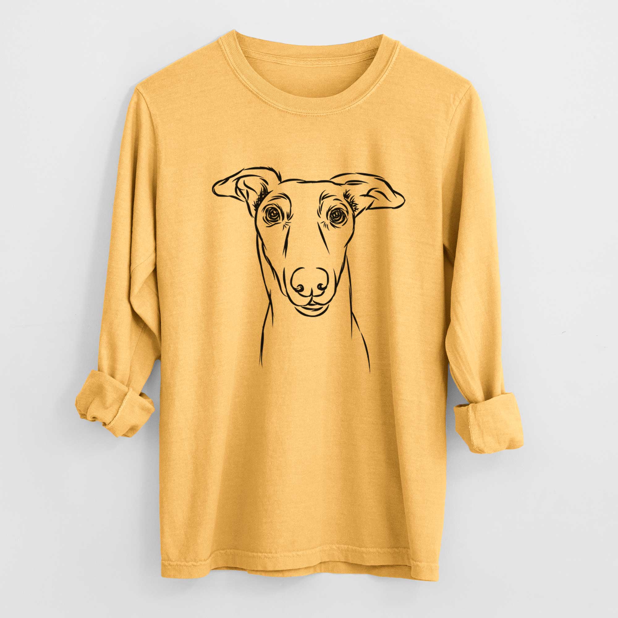 Bare Diva the Greyhound - Men's Heavyweight 100% Cotton Long Sleeve - Image 3