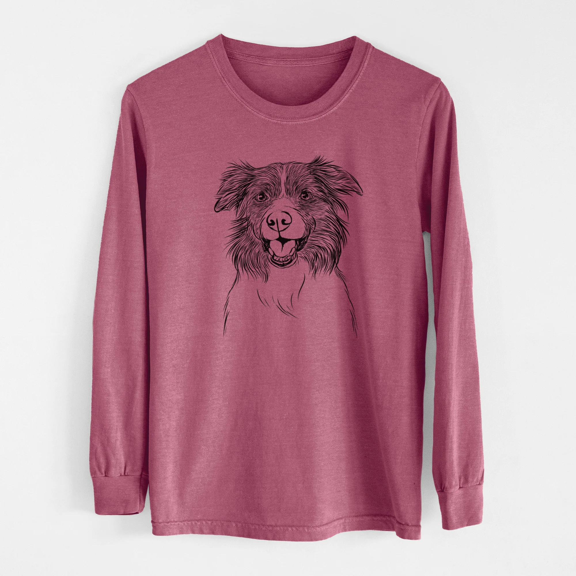 Bare Dizzy the Border Collie - Men's Heavyweight 100% Cotton Long Sleeve - Image 10