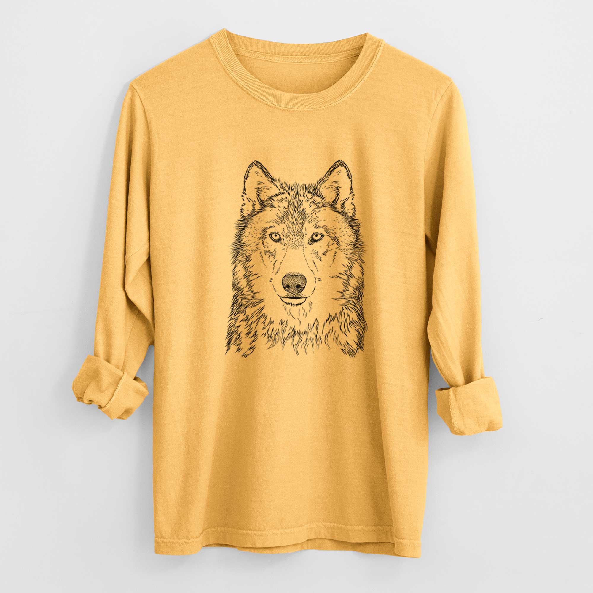 Bare Django the Grey Wolf - Men's Heavyweight 100% Cotton Long Sleeve - Image 3