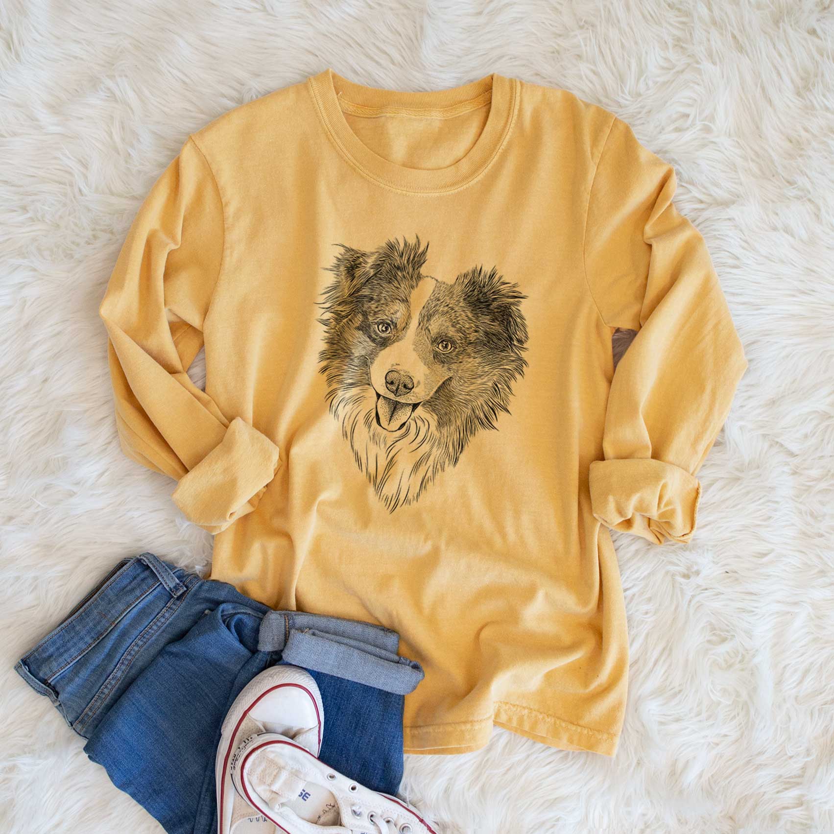 Bare Doc the Mini Aussie - Men's Heavyweight 100% Cotton Long Sleeve - Image 6