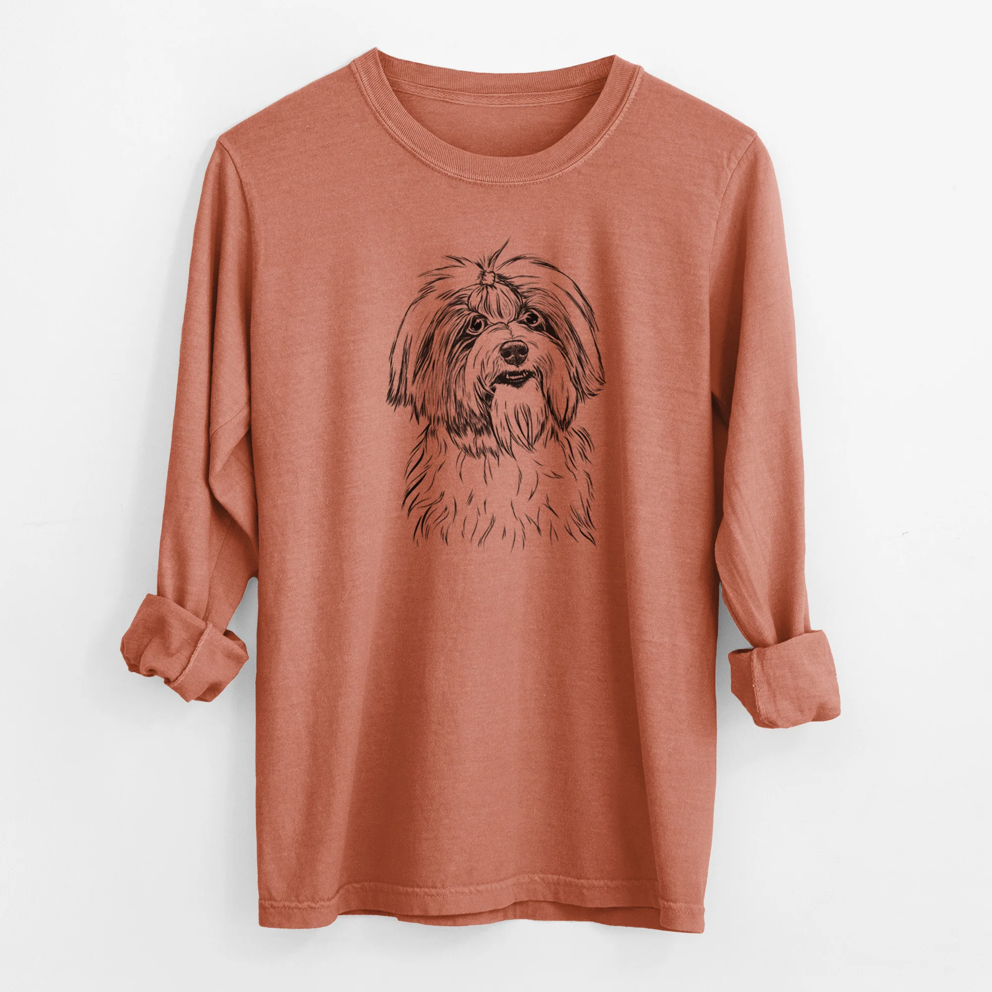 Bare Dooley the Havanese - Men's Heavyweight 100% Cotton Long Sleeve - Image 13