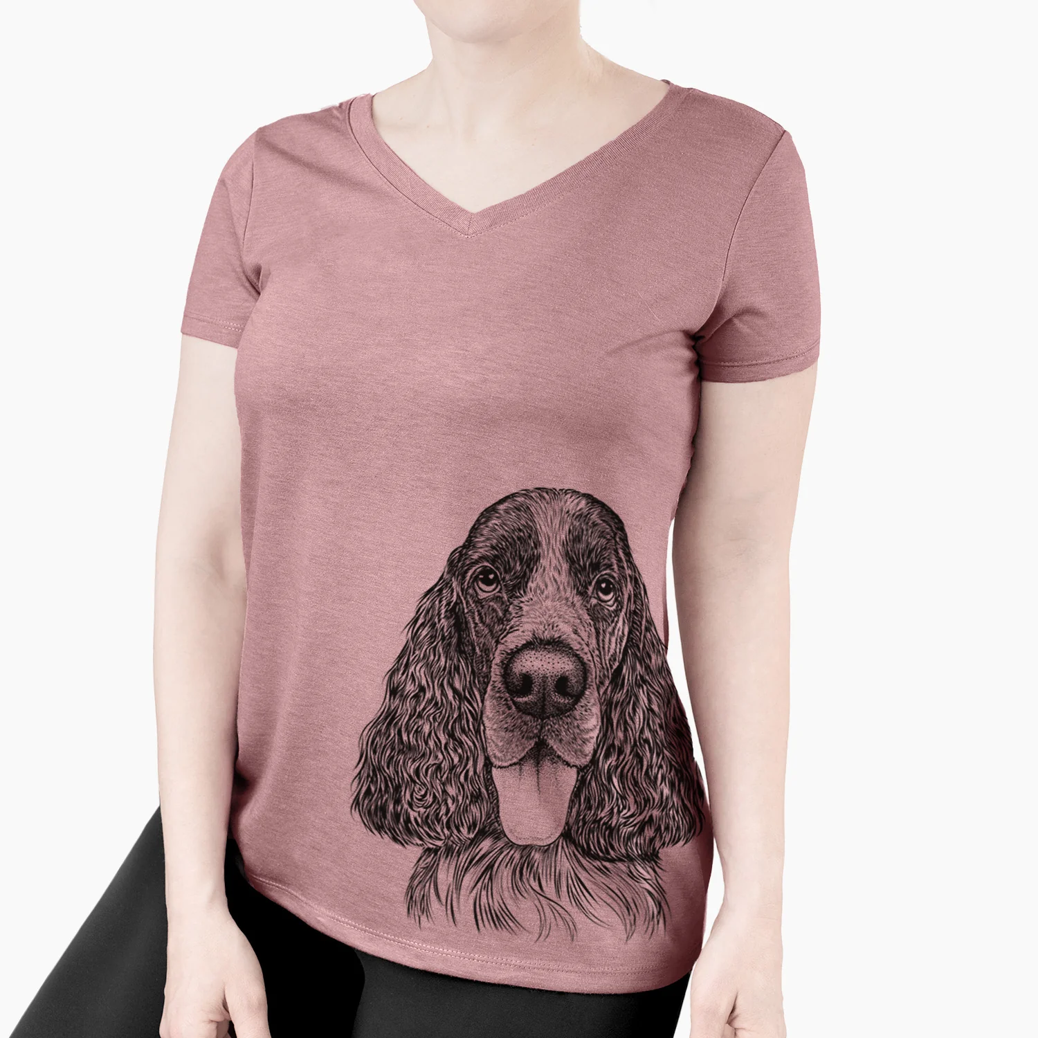 Bare Duke the English Springer Spaniel - Women's V-neck Shirt - Image 4