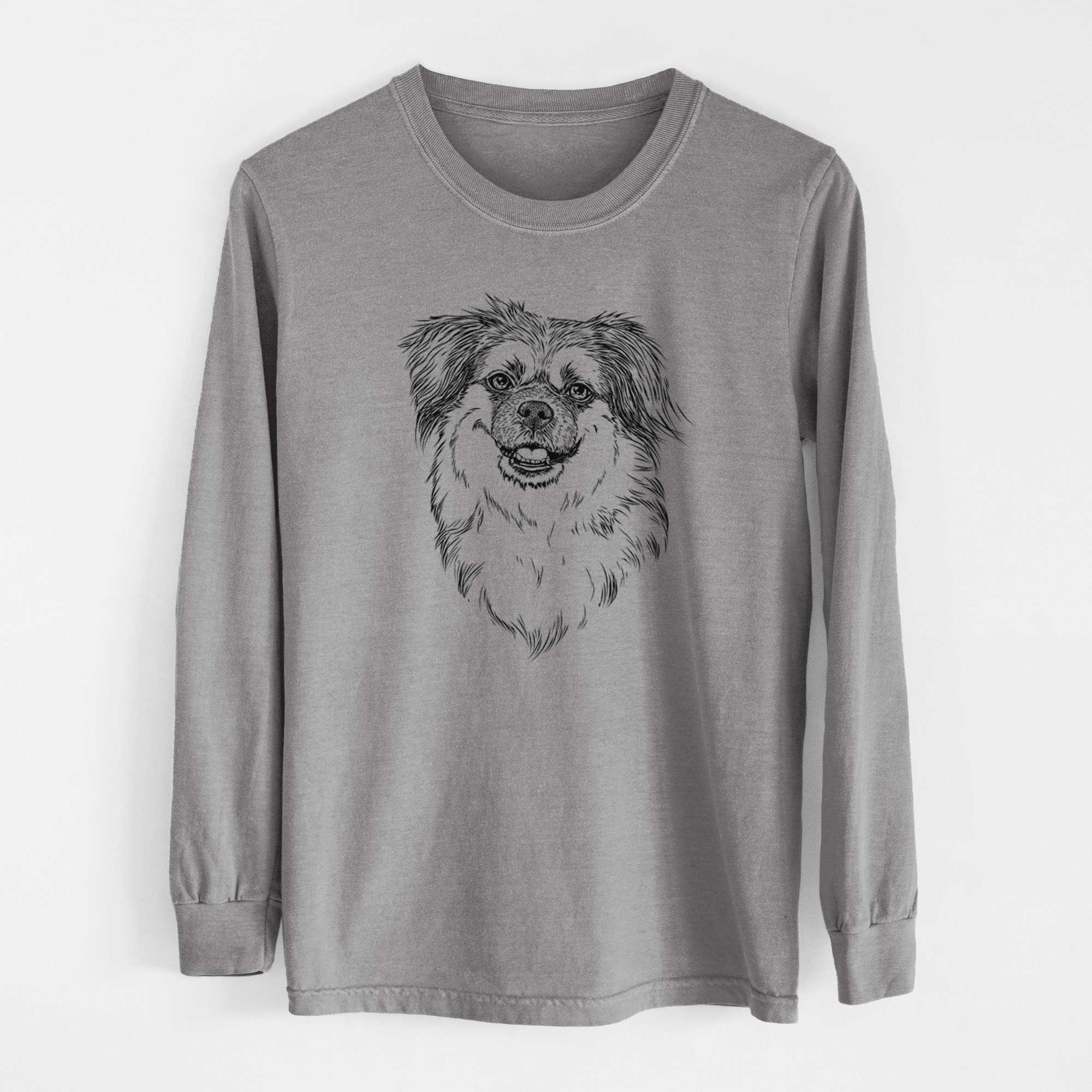 Bare Ed the Tibetan Spaniel - Men's Heavyweight 100% Cotton Long Sleeve - Image 7