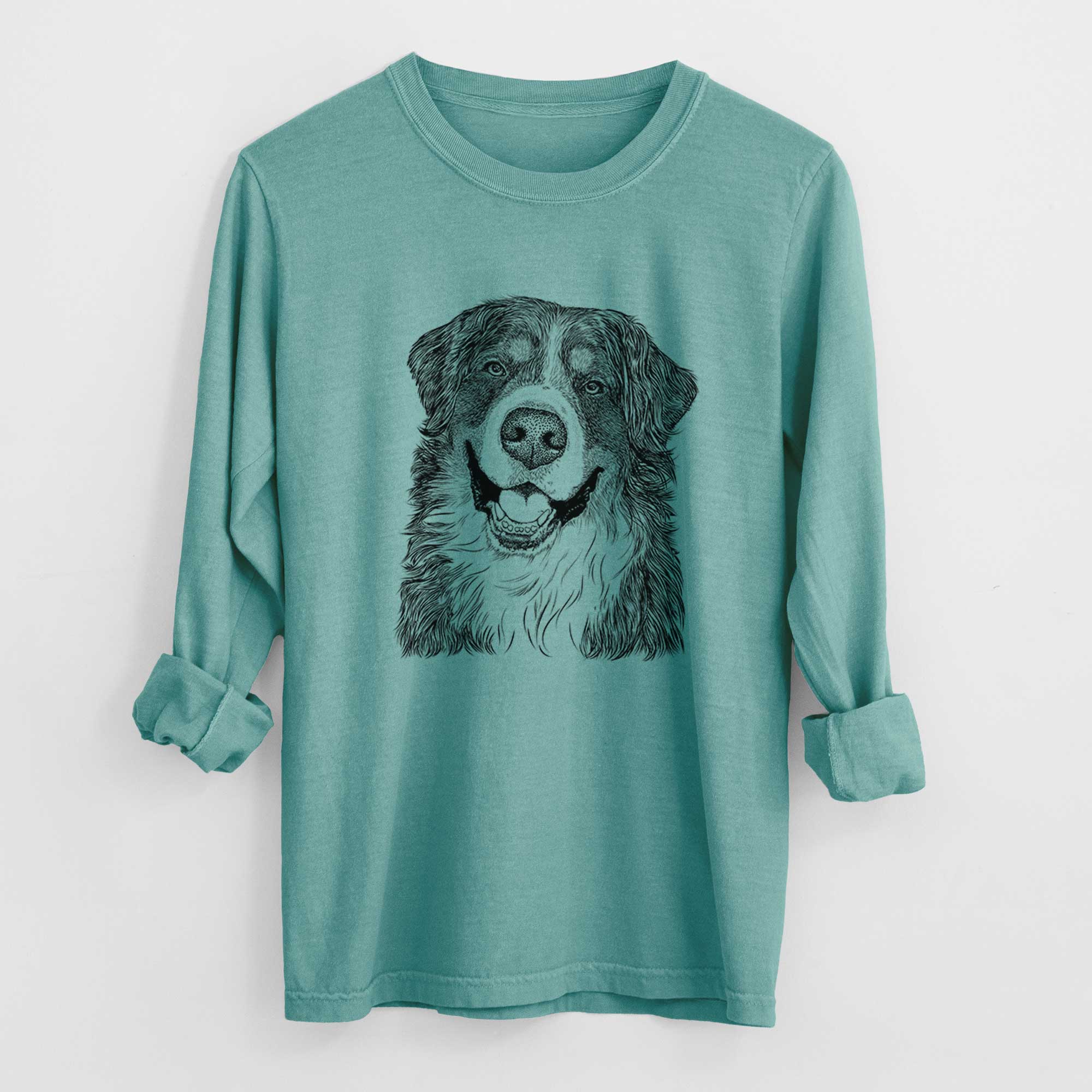 Bare Eiger the Bernese Mountain Dog - Men's Heavyweight 100% Cotton Long Sleeve
