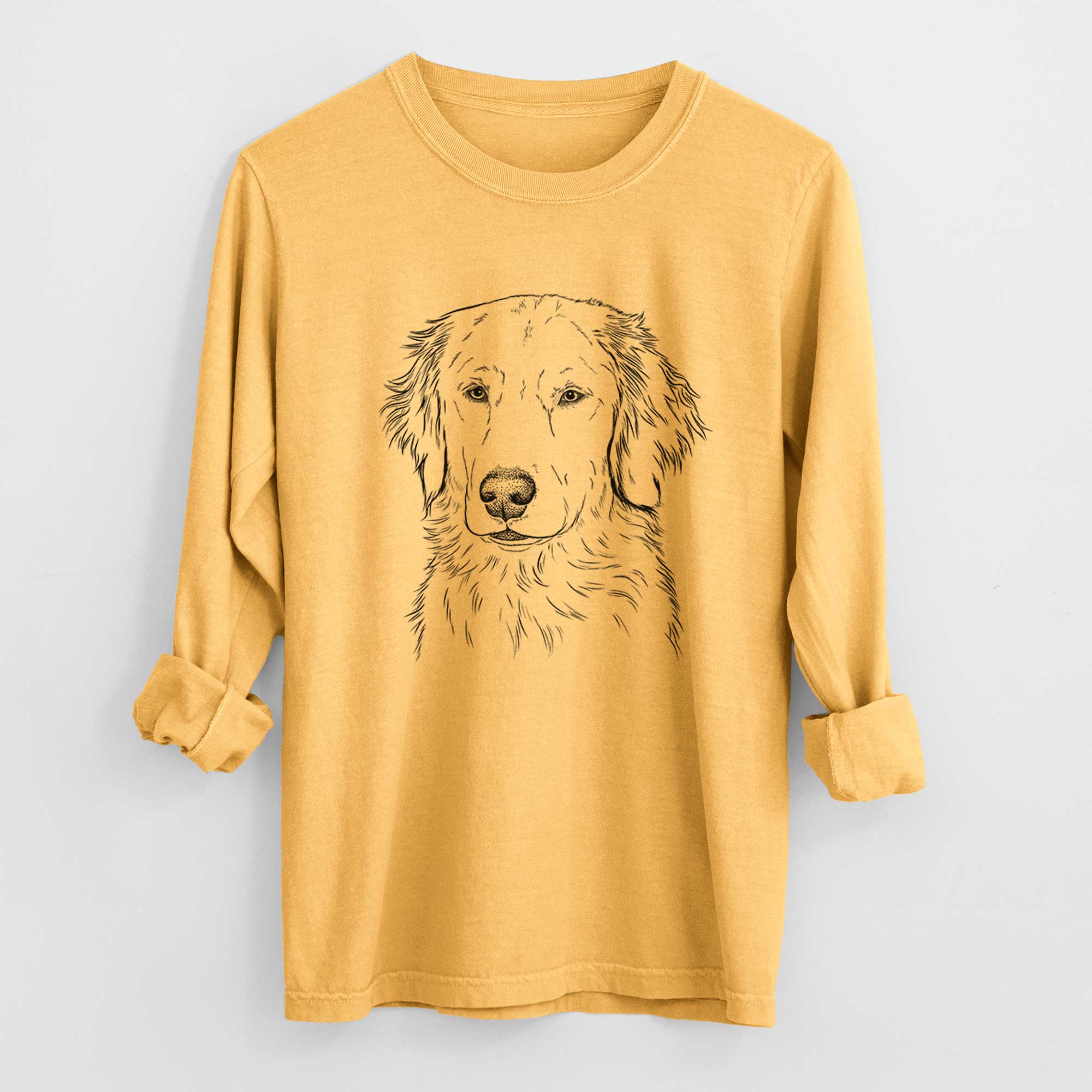 Bare Eli the Golden Retriever - Men's Heavyweight 100% Cotton Long Sleeve - Image 3