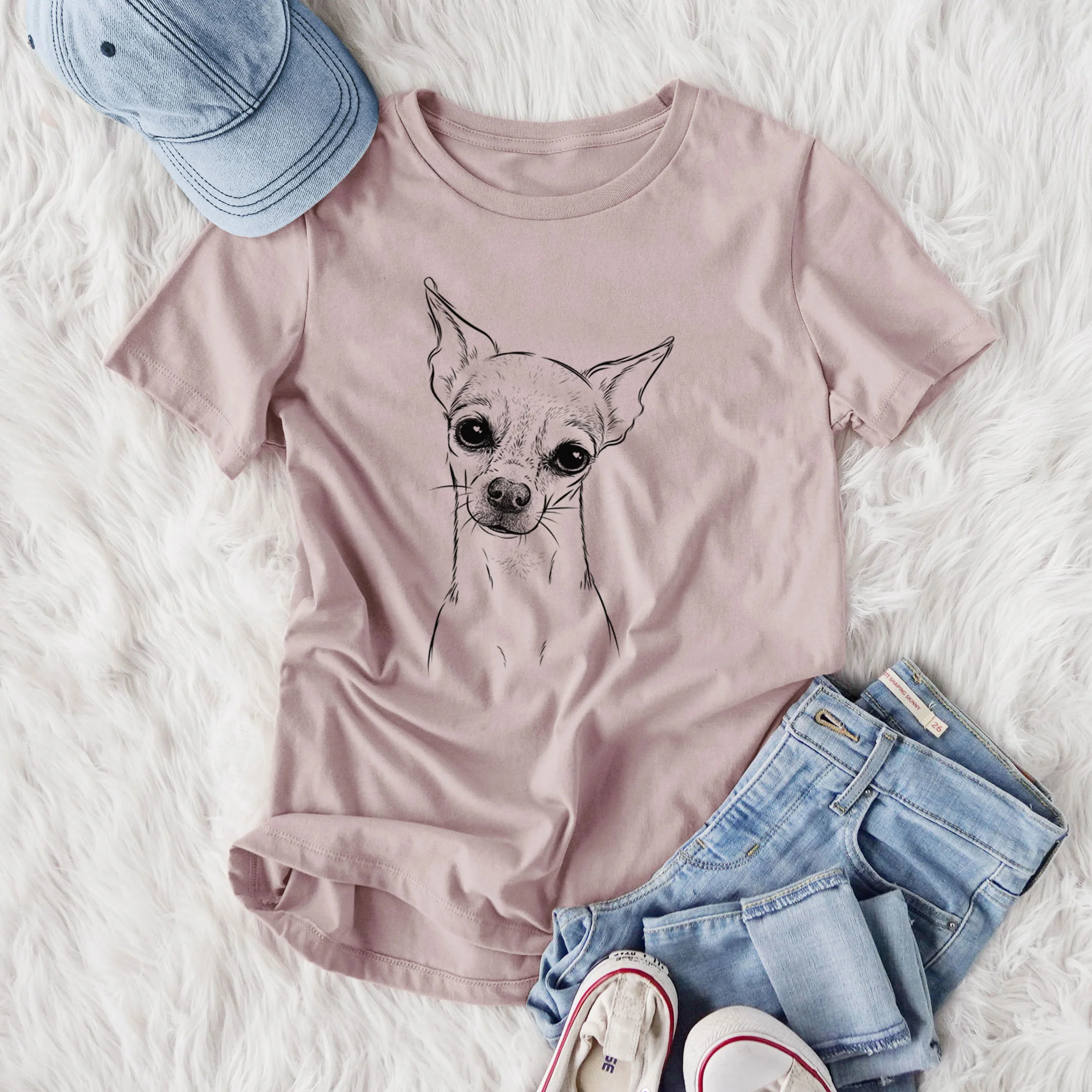 Bare Emee the Chihuahua - Women's Lightweight Relaxed Fit 100% Cotton Crewneck - Image 4
