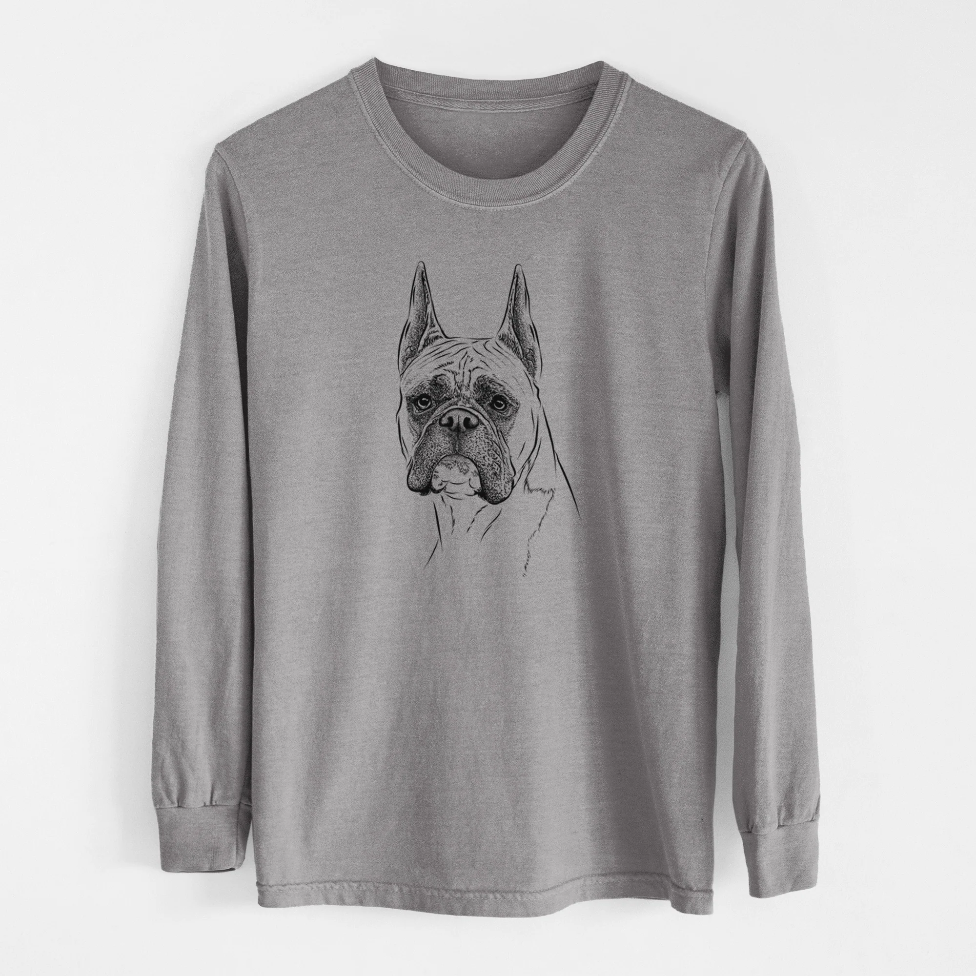 Bare Ezra the Boxer - Men's Heavyweight 100% Cotton Long Sleeve - Image 6