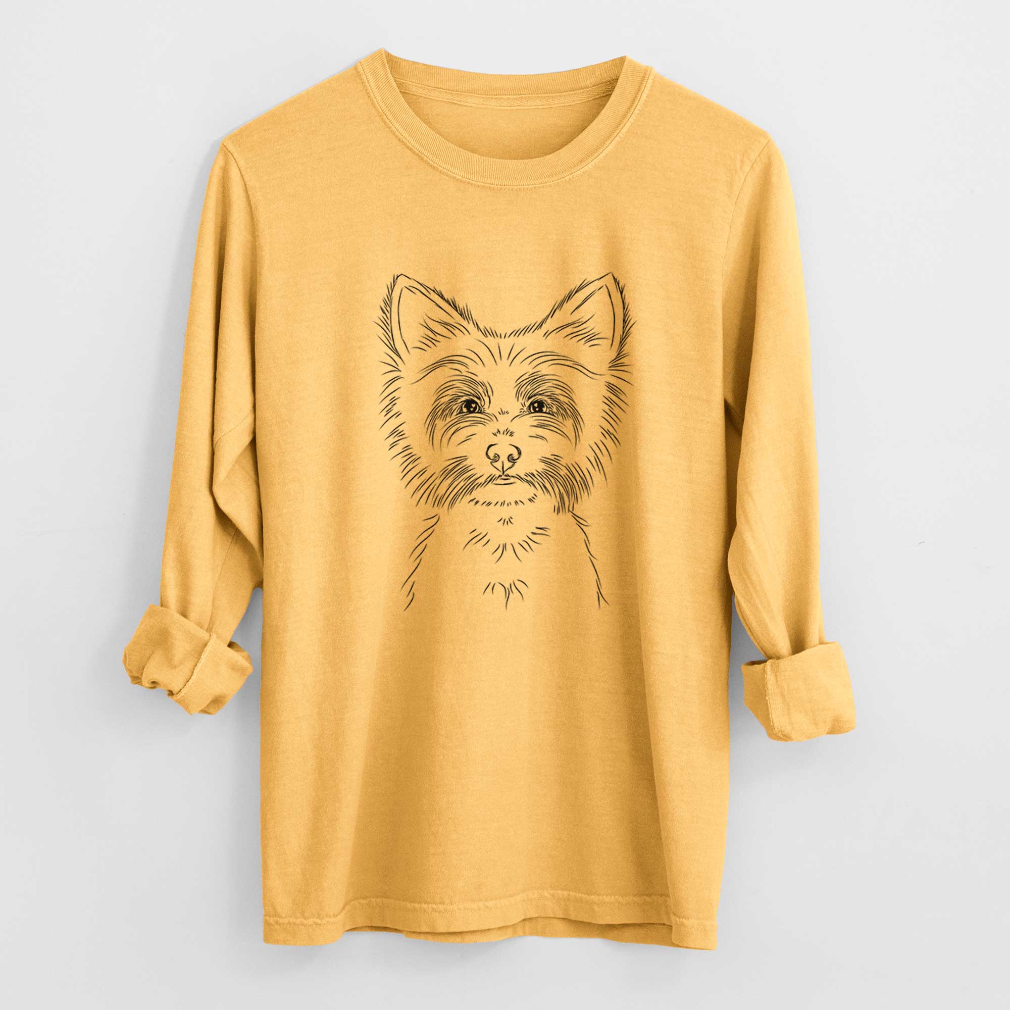 Bare Farva the Yorkshire Terrier - Men's Heavyweight 100% Cotton Long Sleeve - Image 3