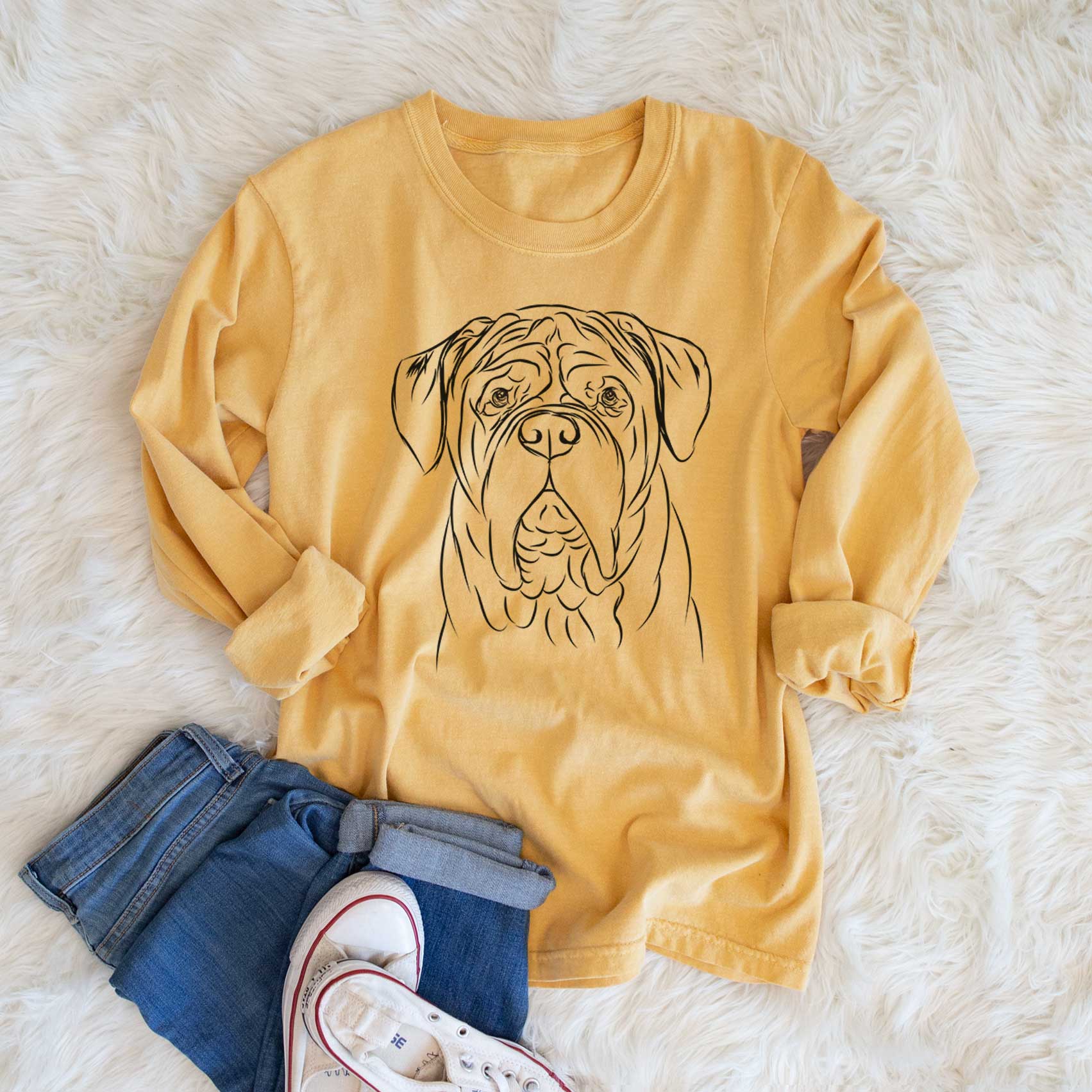 Bare Felix the Dogue de Bordeaux - Men's Heavyweight 100% Cotton Long Sleeve - Image 6