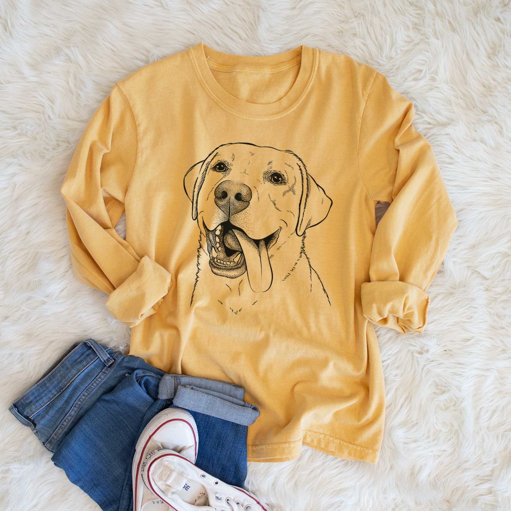 Bare Finn the Labrador Retriever - Men's Heavyweight 100% Cotton Long Sleeve - Image 6