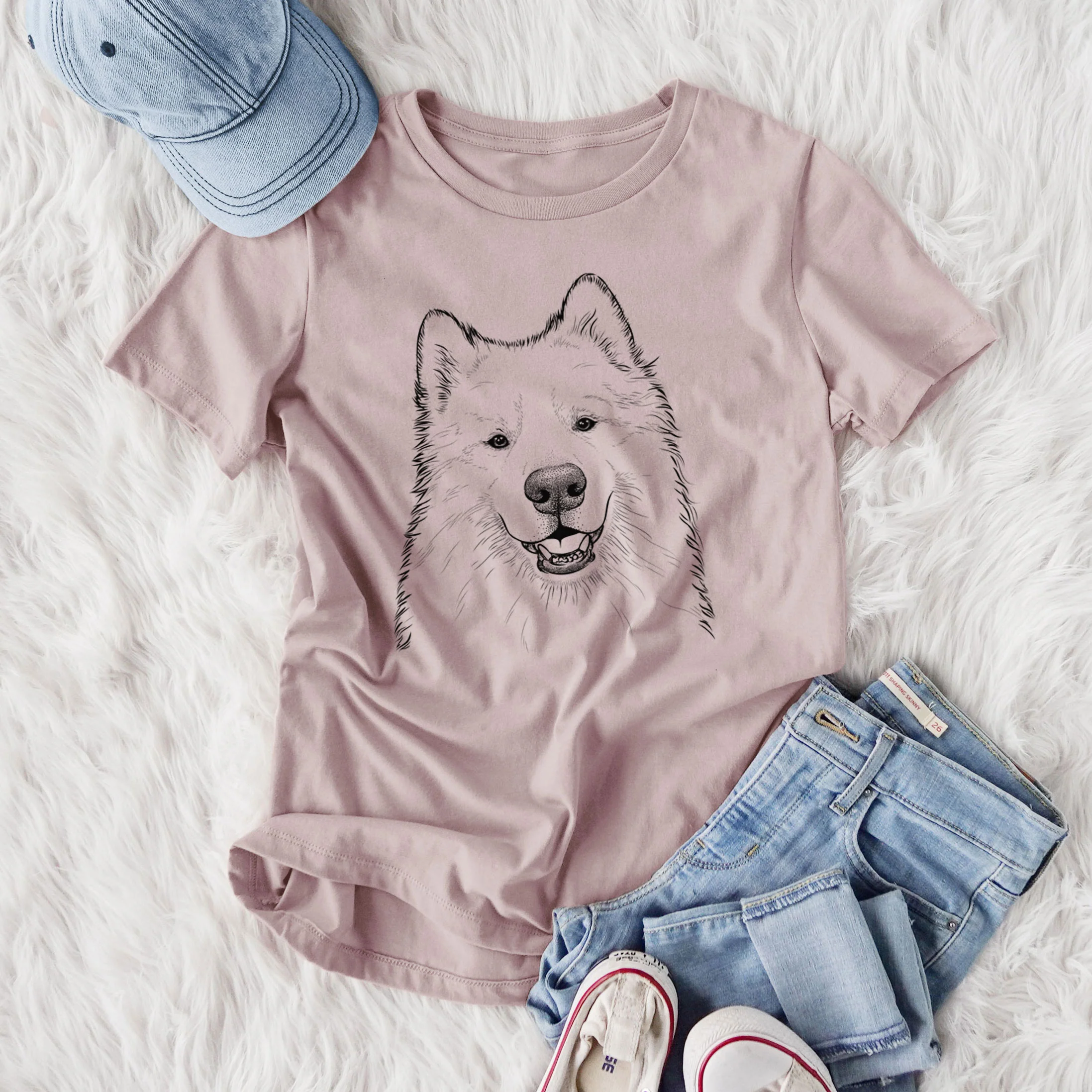 Bare Foster the Samoyed - Women's Lightweight Relaxed Fit 100% Cotton Crewneck - Image 4