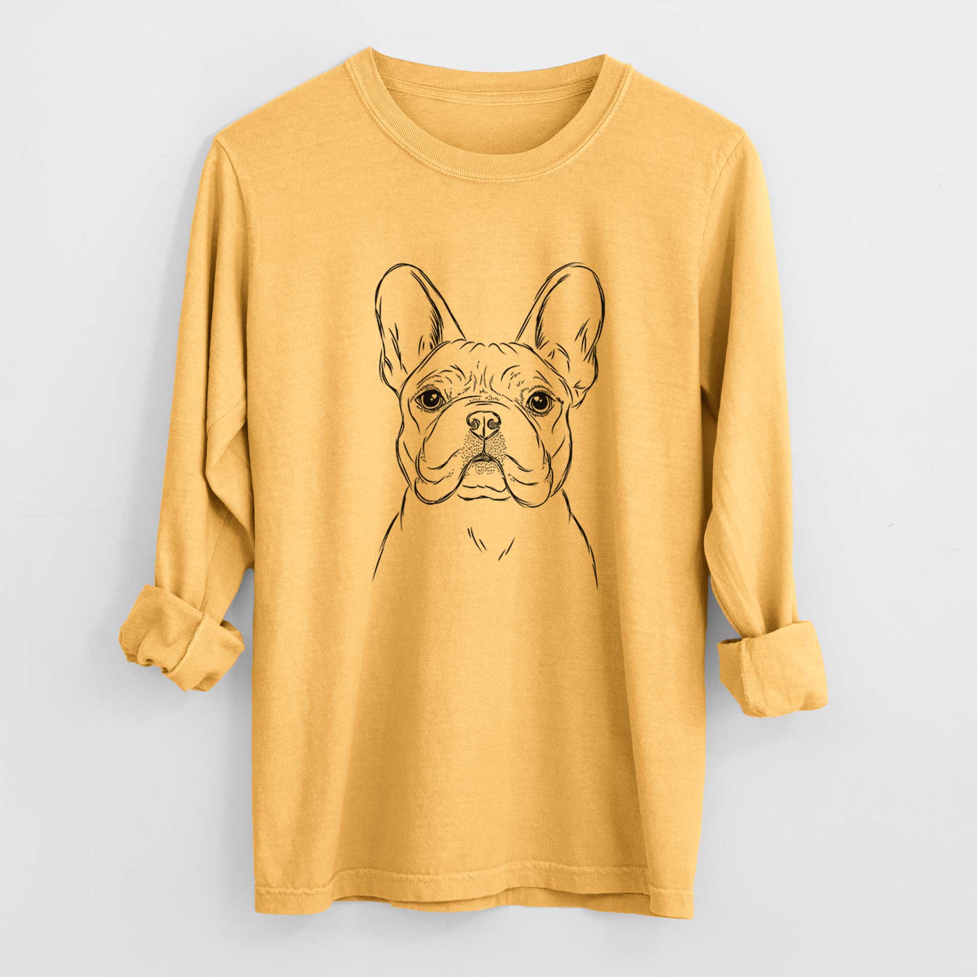Bare Franco the French Bulldog - Men's Heavyweight 100% Cotton Long Sleeve - Image 3