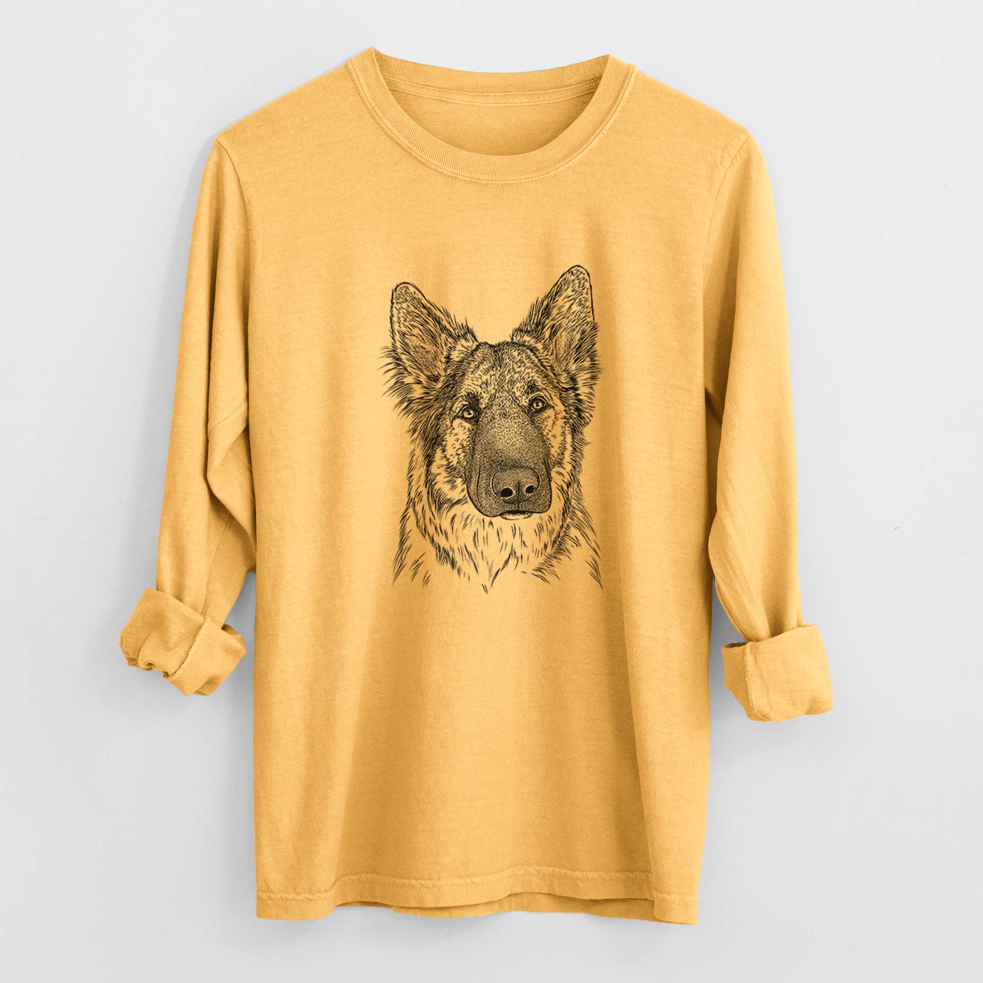 Bare Geddy the Shiloh Shepherd - Men's Heavyweight 100% Cotton Long Sleeve - Image 3