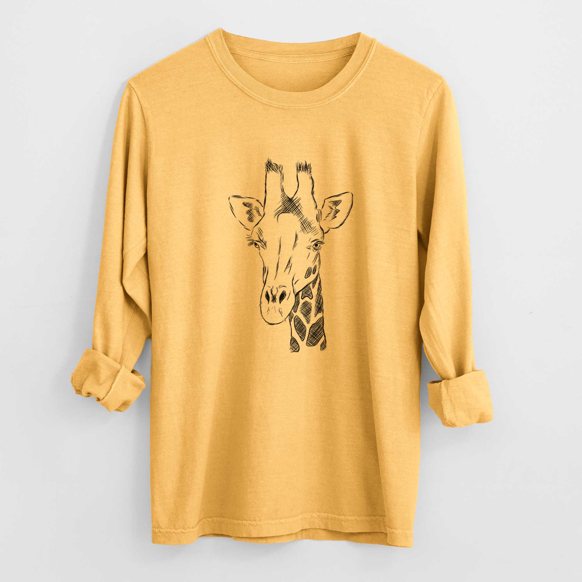 Bare Geoffrey the Giraffe - Men's Heavyweight 100% Cotton Long Sleeve - Image 3