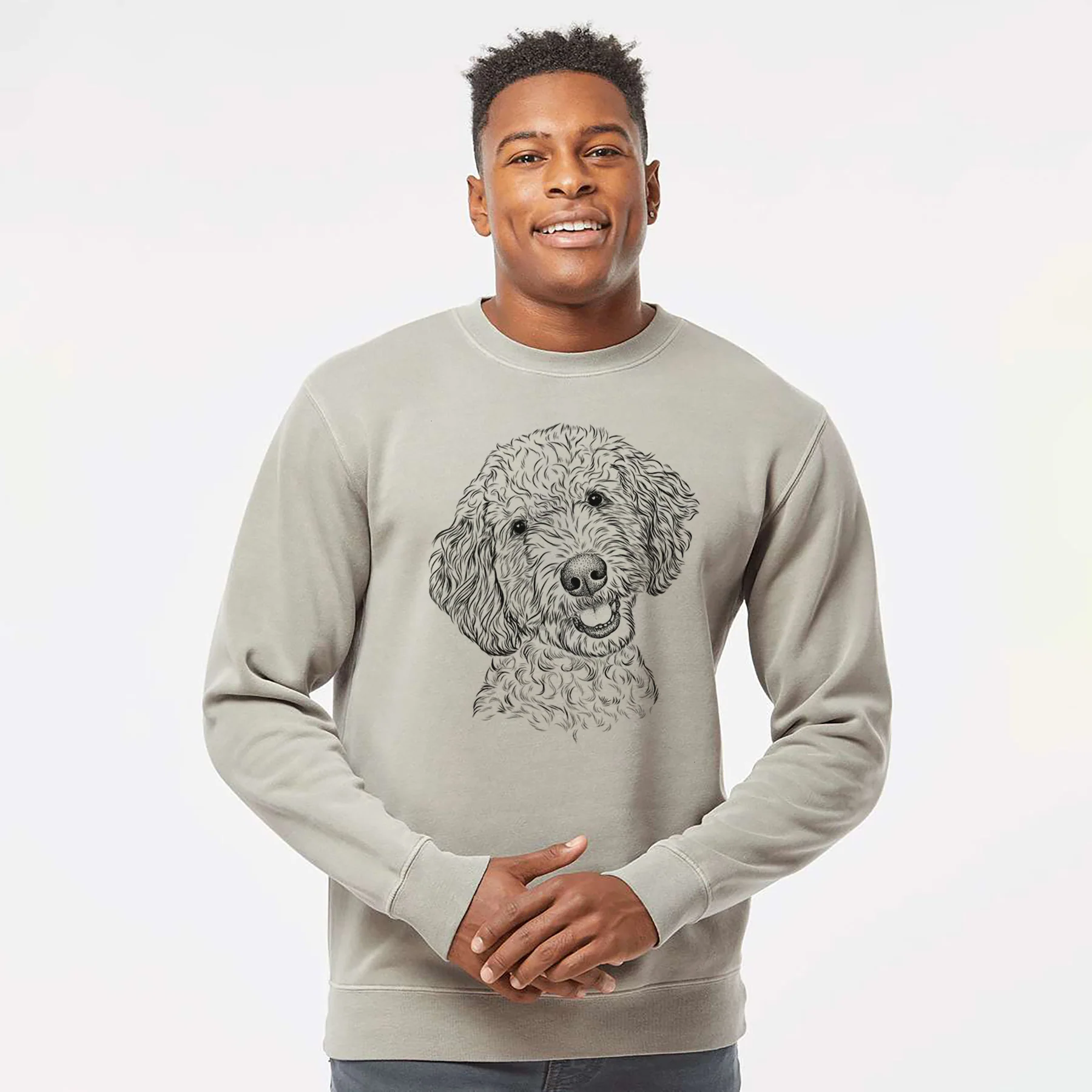 Bare Gizmo the Goldendoodle - Unisex Pigment Dyed Crew Sweatshirt - Image 5
