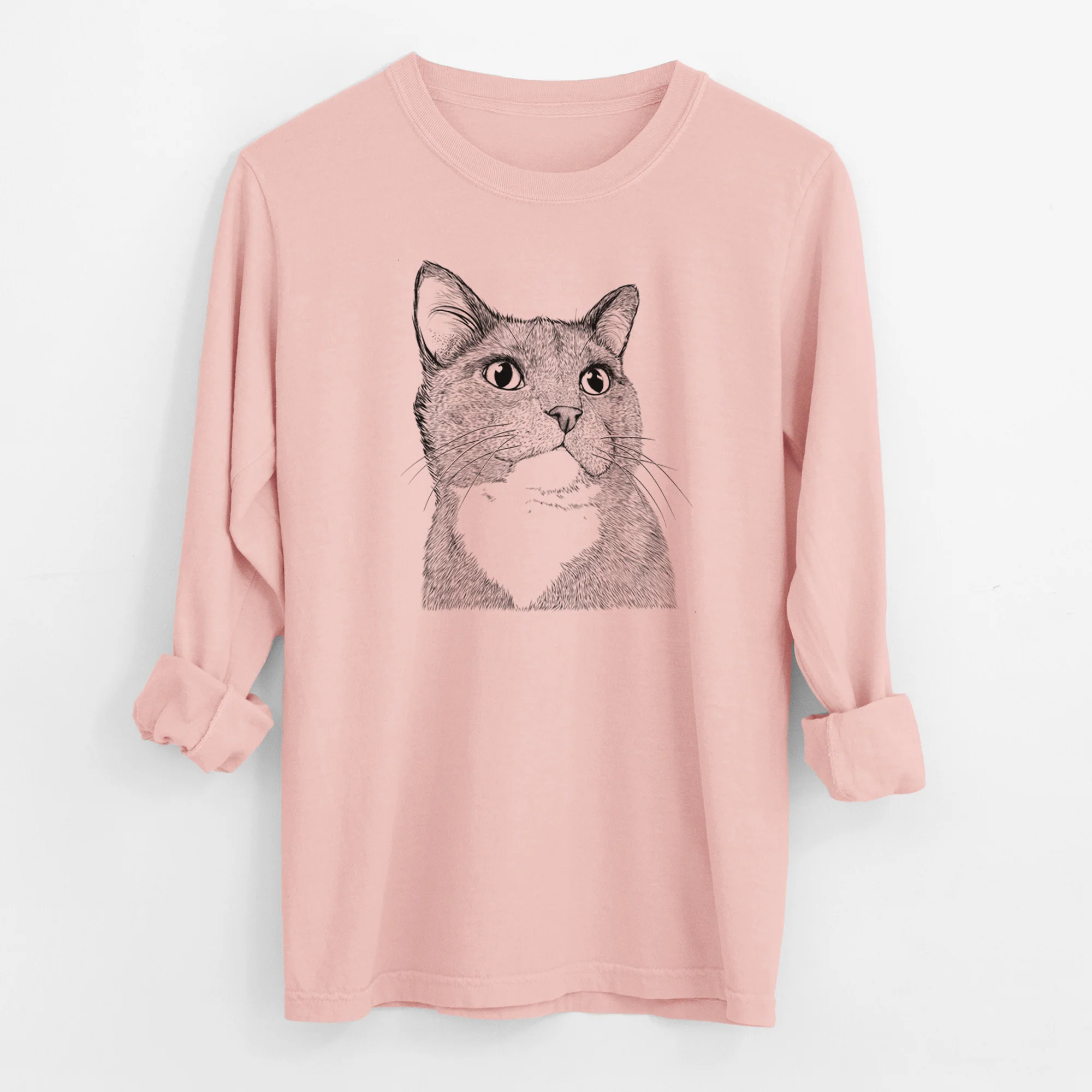 Bare Gizmo the Grey Cat - Men's Heavyweight 100% Cotton Long Sleeve - Image 11
